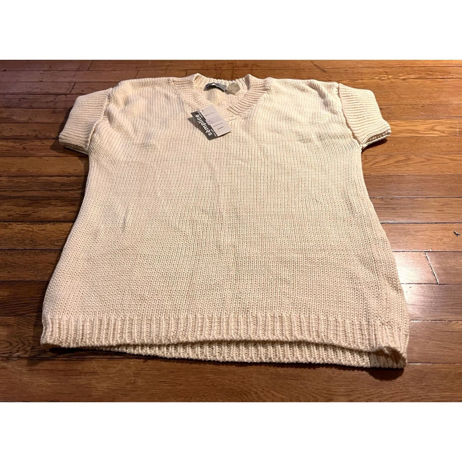 Vintage VINTAGE Semplice Short Sleeve Sweater Women’s Small Light Yellow Size S / US 4 / IT 40 - 2 Thumbnail