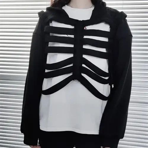Japanese Brand × Vintage Gothic Rib Cutout Hooded Women's Size S / US 4 / IT 40 - 3 Thumbnail