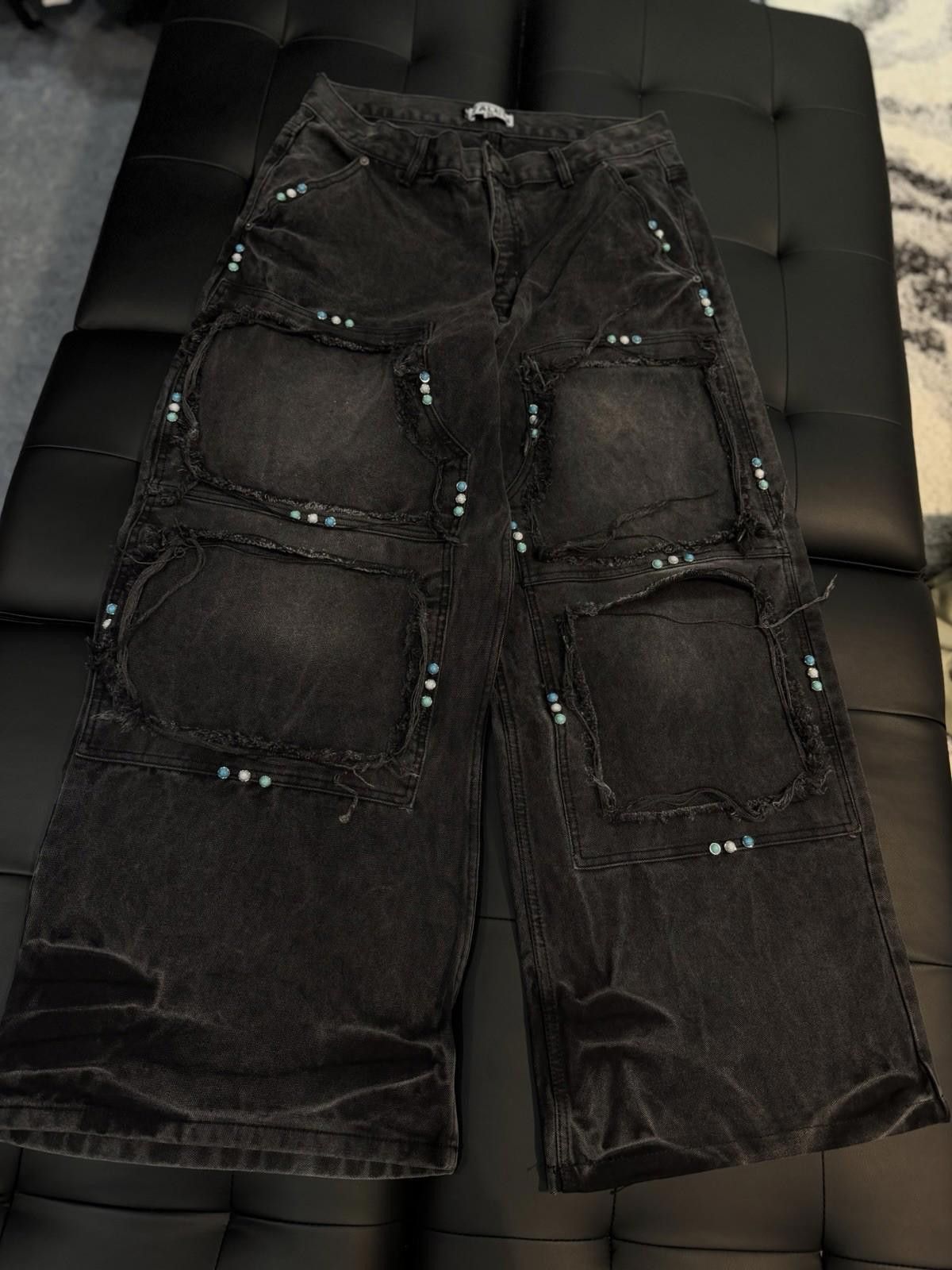 Vale Valley Baggy Denim Black Jeans Size 36 (NEW) Pants Crystal Size US 36 / EU 52 - 3 Thumbnail