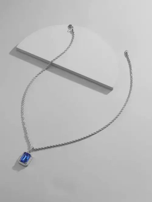 Jewelry × Vintage Retro Punk Rhinestone Stainless Steel Chain Size ONE SIZE - 2 Thumbnail