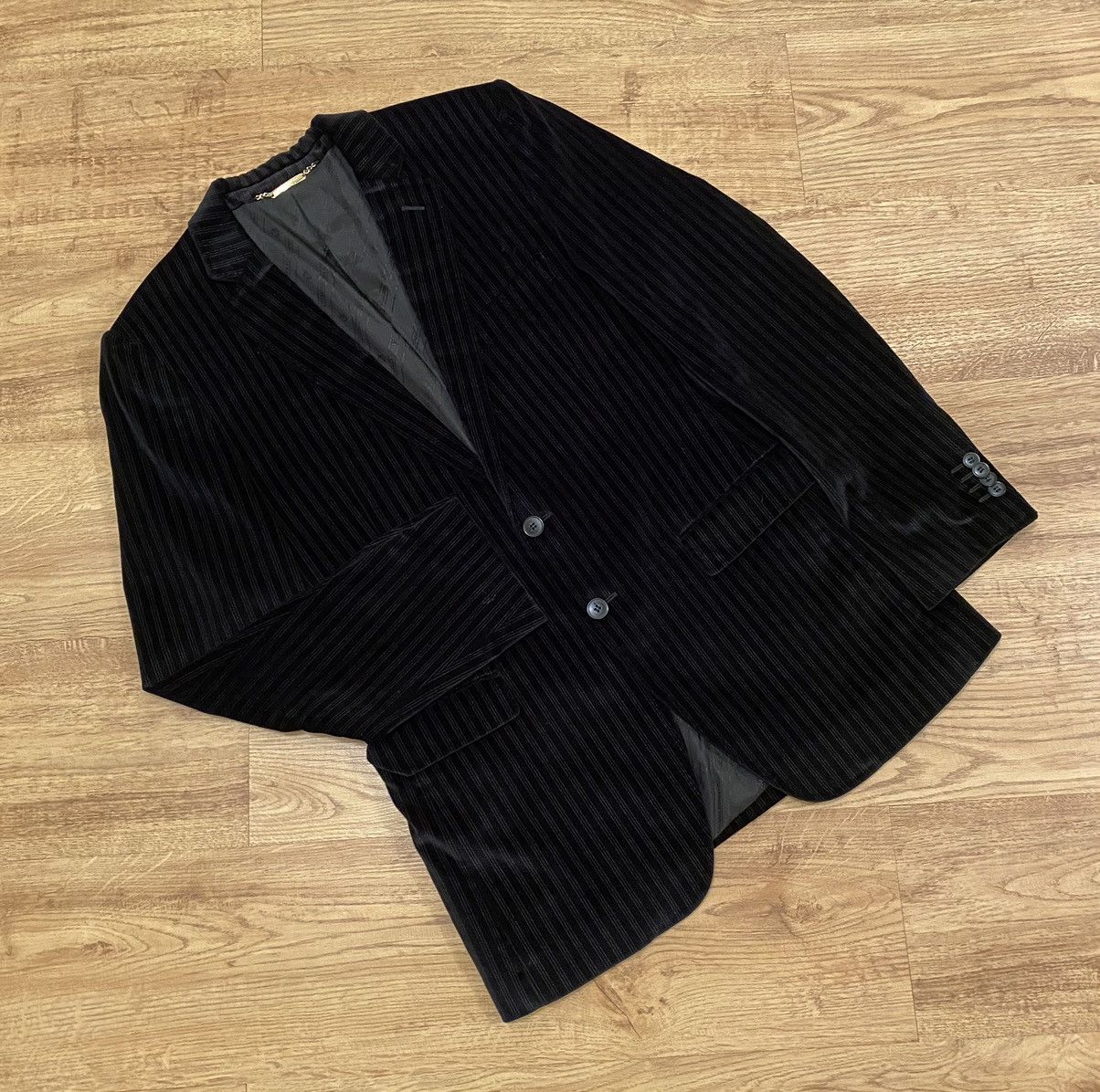 Designer Dolce & Gabbana Velour Striped Blazer x Vintage x Luxury Size 48S - 2 Thumbnail