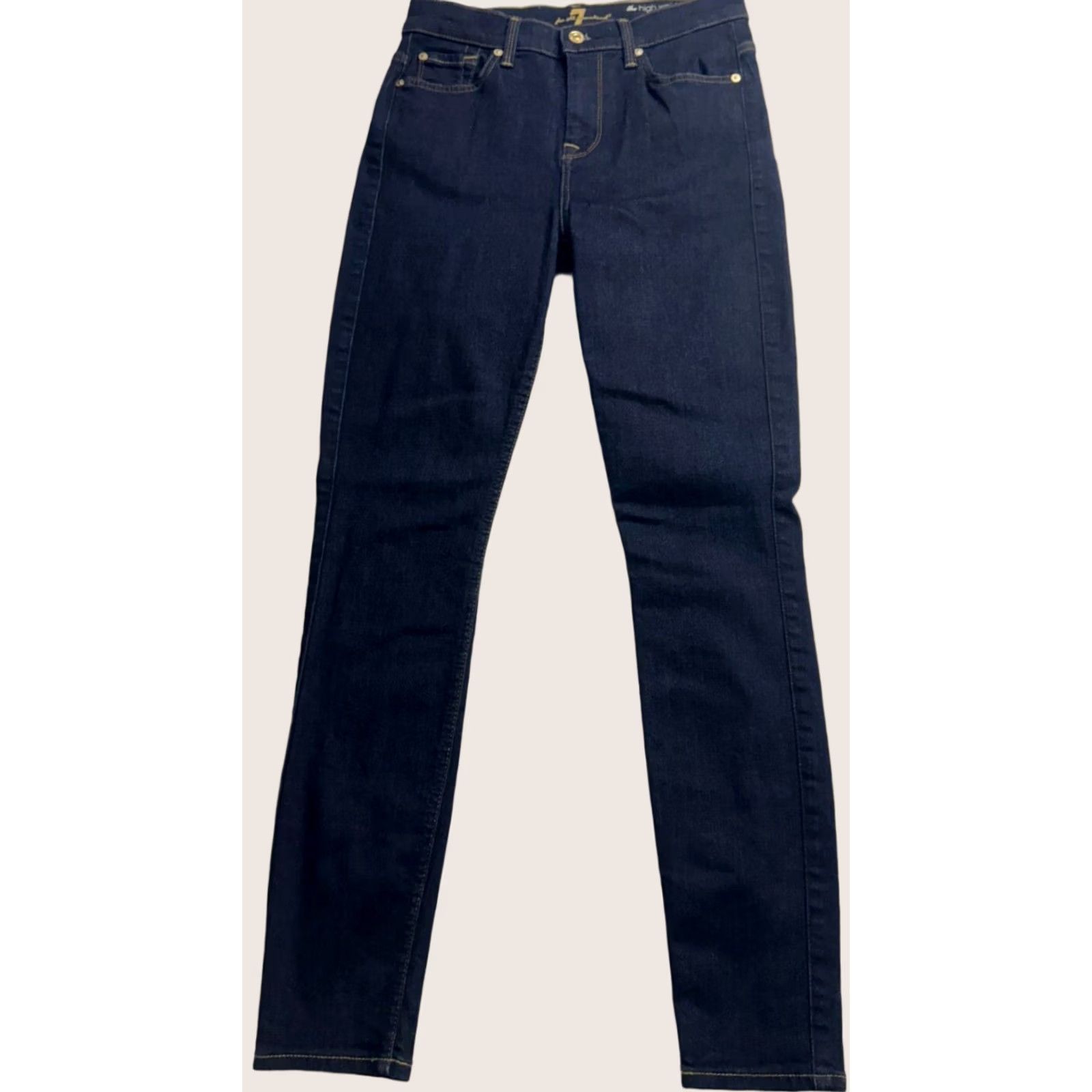 7 For All Mankind 7 For All Mankind The High Waist Ankle Skinny Denim Womens 26 Blue Dark Wash Jeans Slim 90s Bohemian MENSWOMENS Size ONE SIZE - 1 Thumbnail