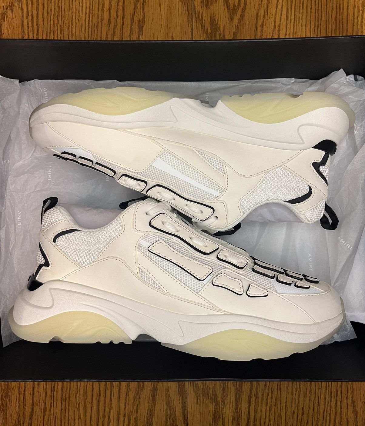 Amiri Amiri Bone Runner Sneaker (White/Black) Size US 14 / EU 47 - 1 Thumbnail