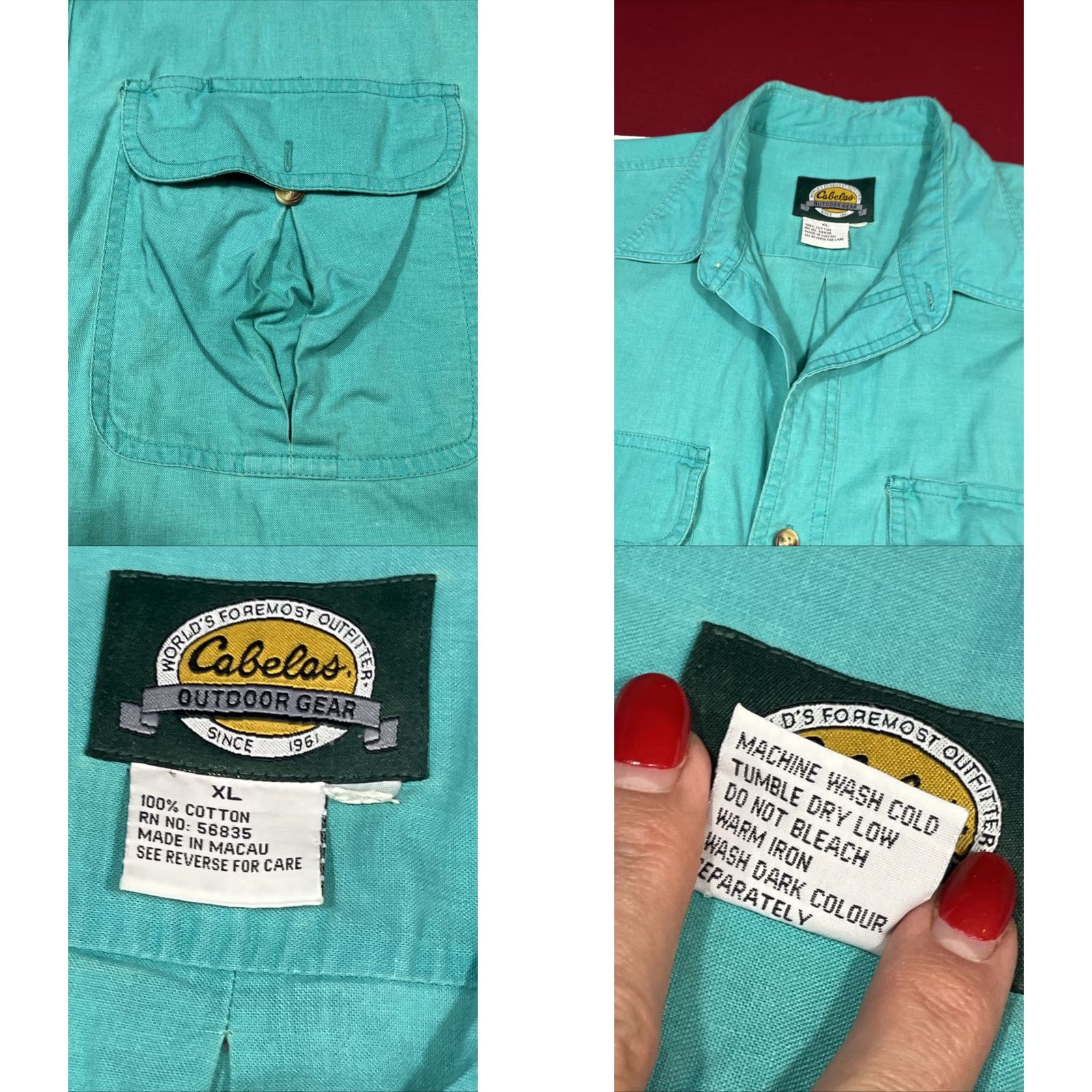 Vintage VINTAGE Cabela’s Aqua BLUE Shirt XL MEN Cotton Long Sleeve Cargo Pockets Button-Up Work Shirt Grunge 90s Dad Western Casual Men Size US XL / EU 56 / 4 - 8 Thumbnail