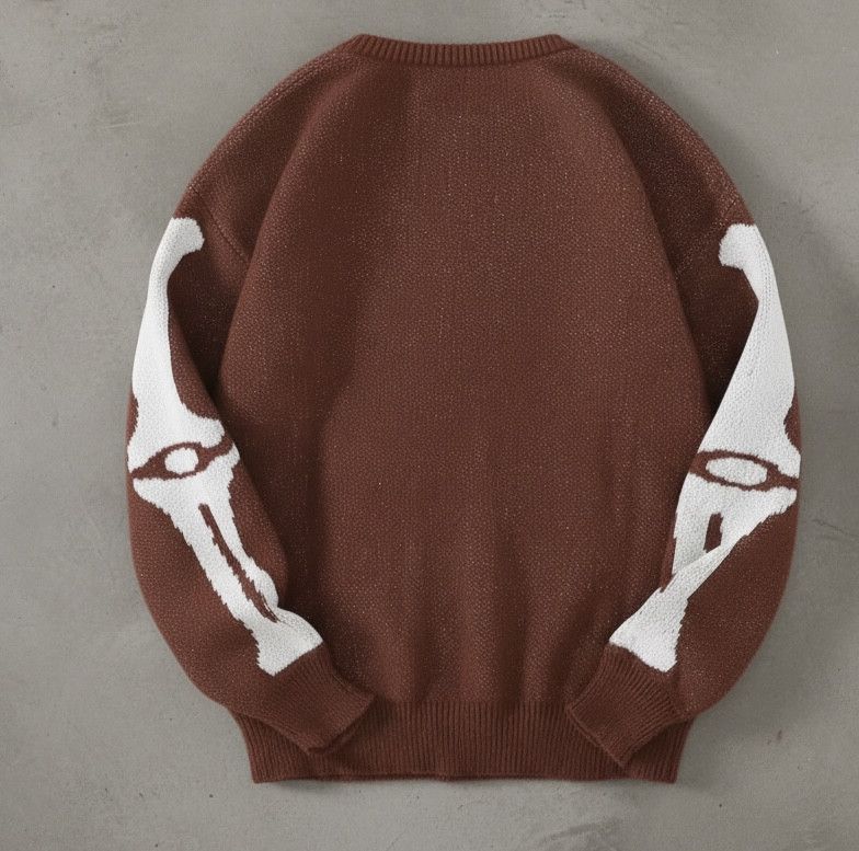 Japanese Brand Streetwear Bone Skeleton Sweater Jacquard Knitted Sweatshirt Size US XL / EU 56 / 4 - 2 Thumbnail
