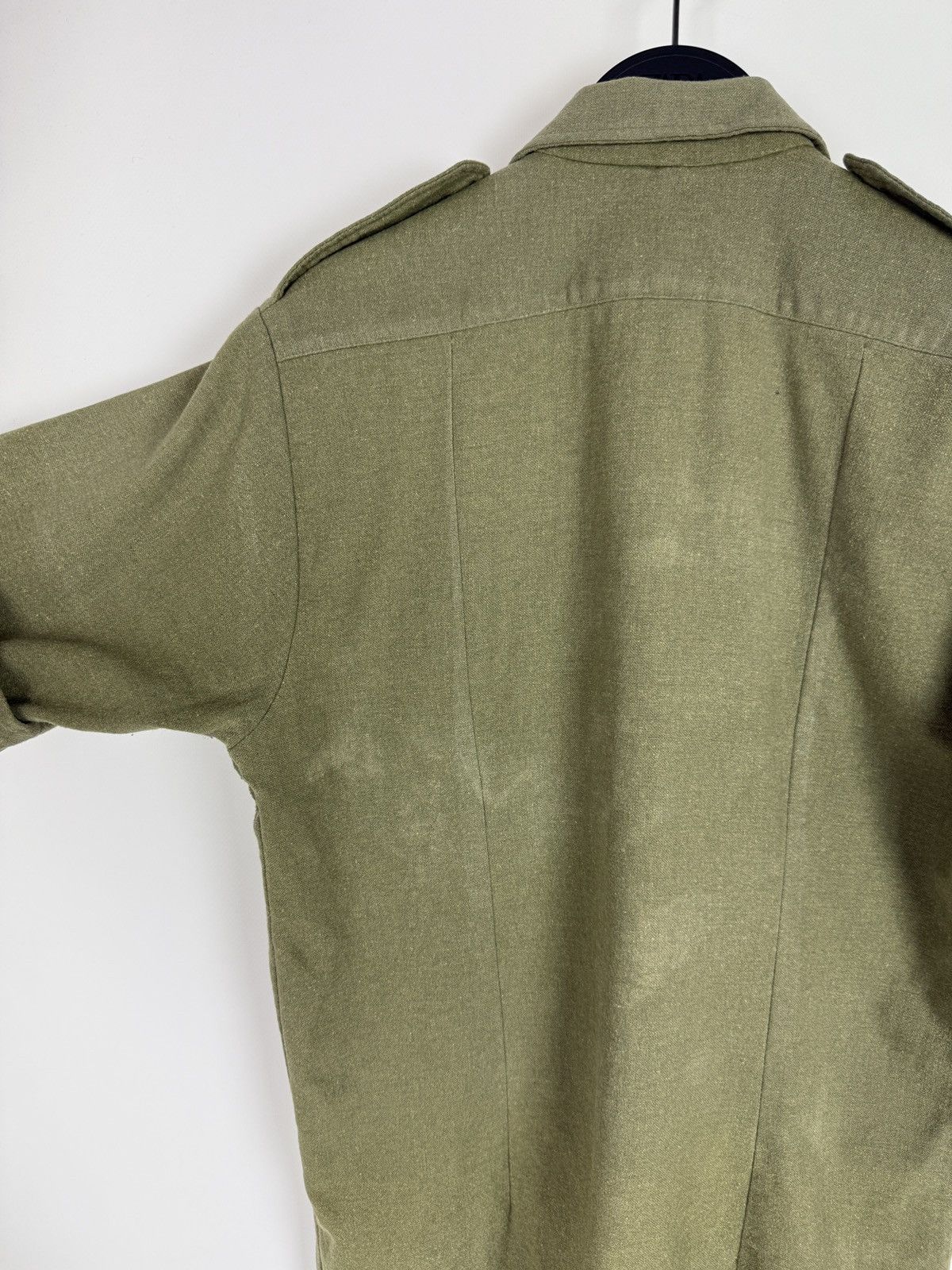Vintage 50s 60s Vintage British Army Green Wool Short Sleeve Shirt Size US M / EU 48-50 / 2 - 11 Thumbnail