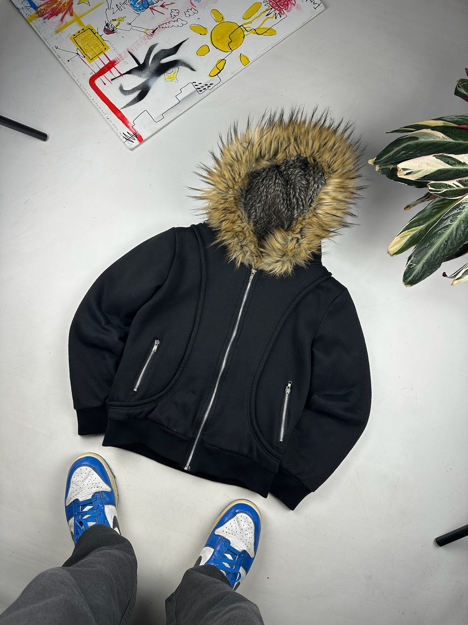 Other Fashion Design Black Zip Fur Hoodie LGB style light jacket Size S / US 4 / IT 40 - 3 Thumbnail