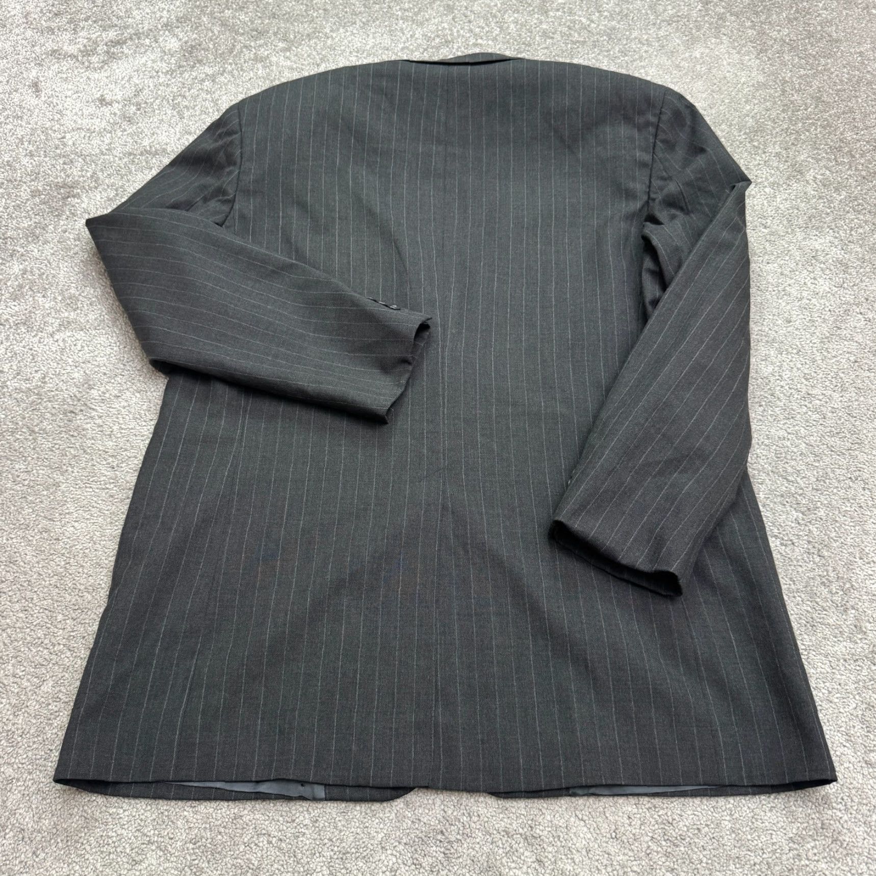 Brooks Brothers VINTAGE Brooks Brothers Blazer Jacket Mens 44L Wool Striped Single-Breasted 2-Button Gray 90s Classic Workwear Suit-Style Size 44R - 2 Thumbnail