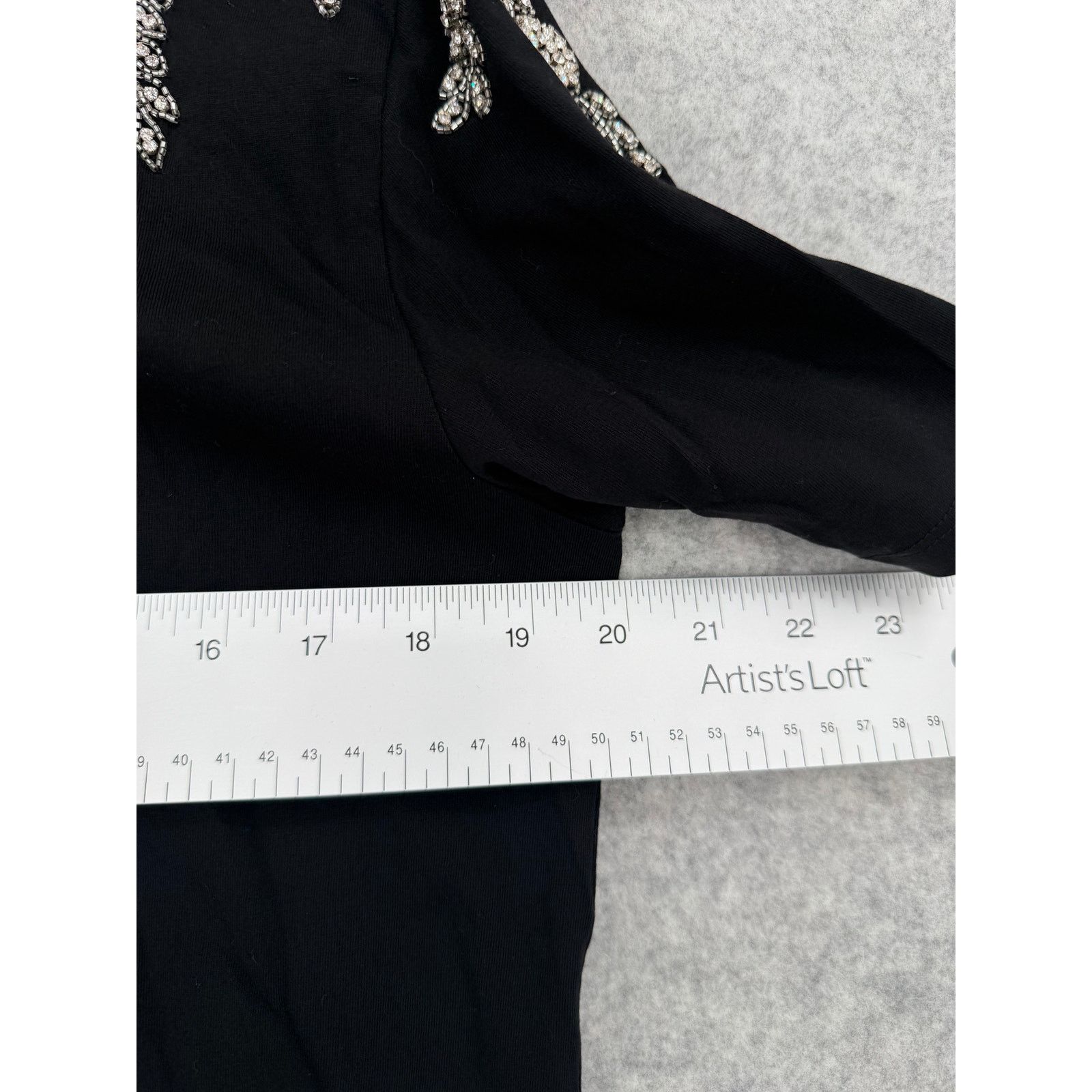 Sandro NEW Sandro Stras Beaded Rhinestone Embellished Black T-Shirt Size L / US 10 / IT 46 - 6 Thumbnail