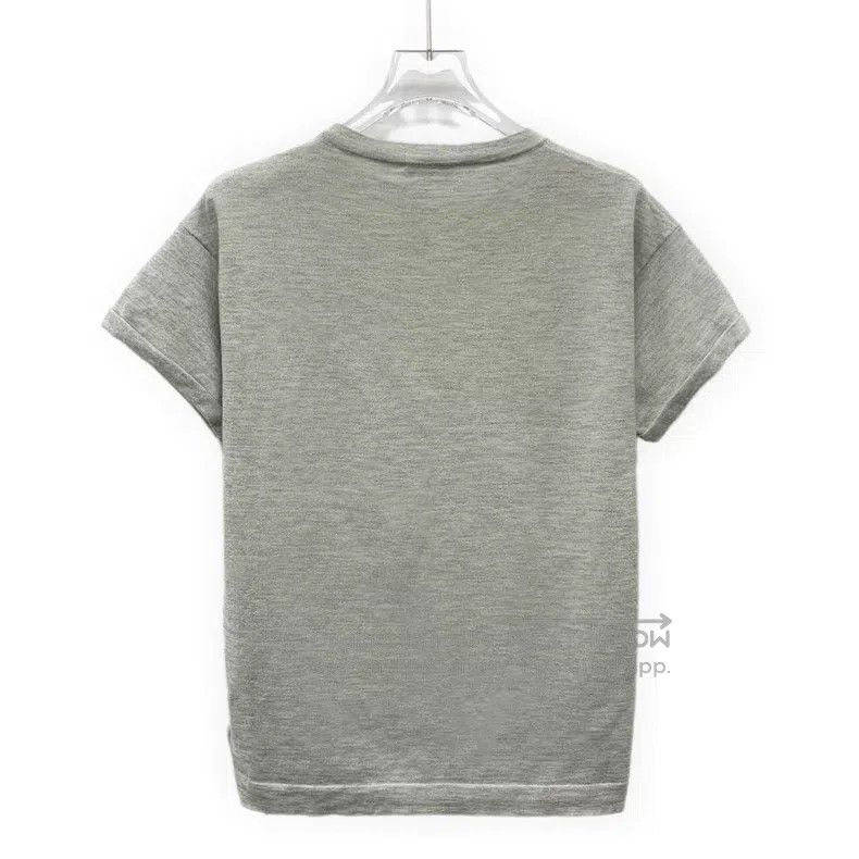 Brunello Cucinelli Brunello Cucinelli Gray Beaded Fine Cashmere Short Sleeve Size S / US 4 / IT 40 - 2 Thumbnail