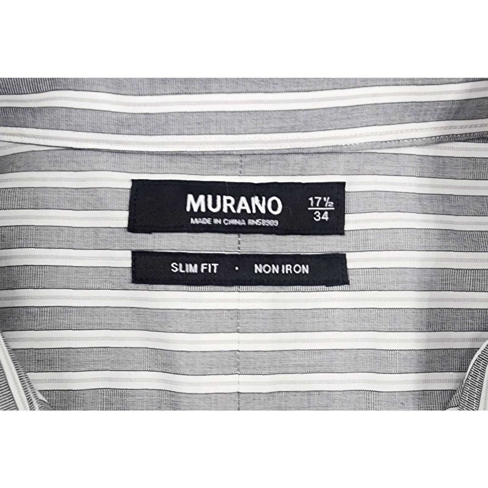 Murano Murano Shirt Mens 17.5 34 Slim Dress Non Iron Striped Button Up Size 48R - 6 Thumbnail