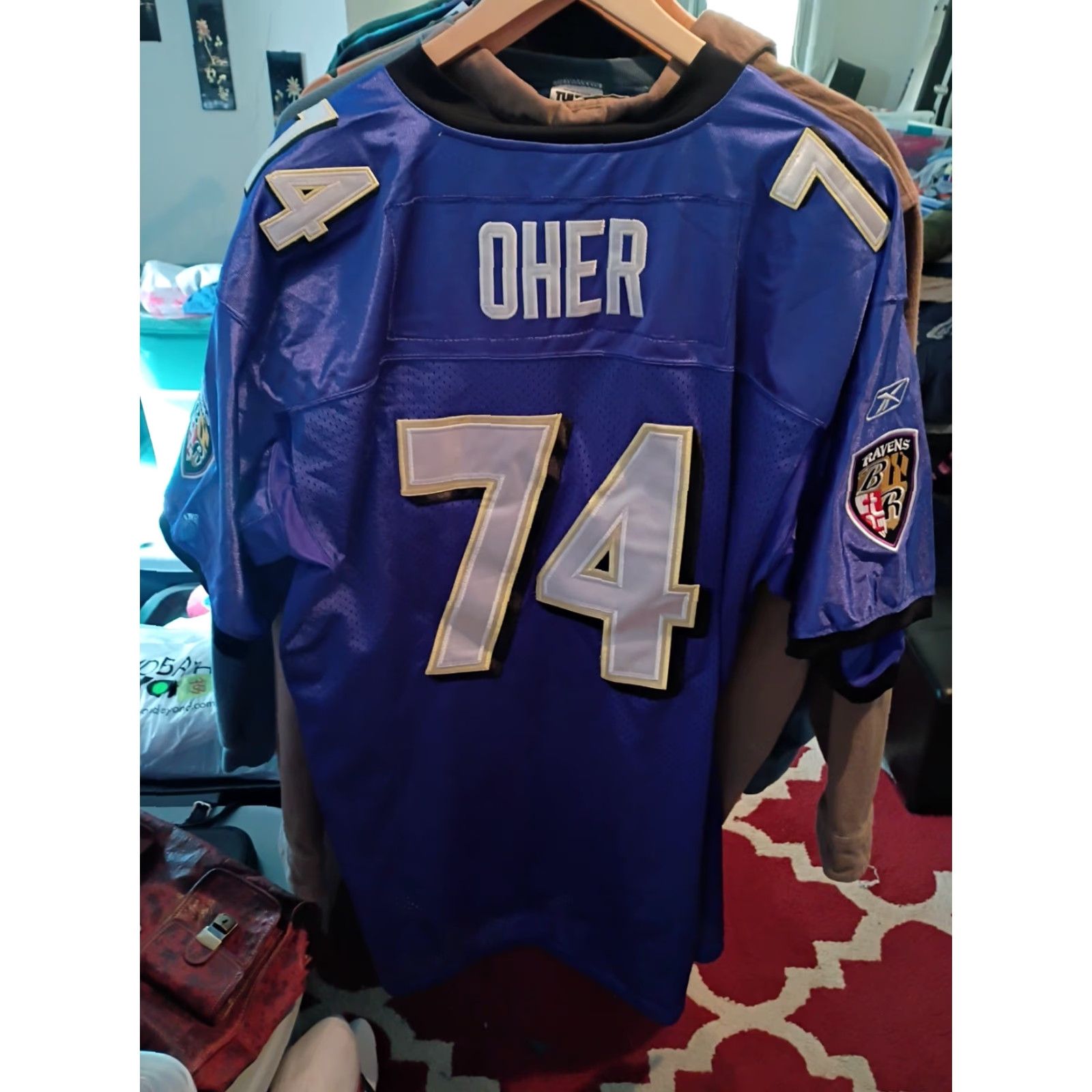 Reebok VINTAGE Reebok NFL Baltimore Ravens Michael Oher #74 On-Field Jersey Shirt 2XL Mens Purple 54 2XL Size US XXL / EU 58 / 5 - 3 Thumbnail