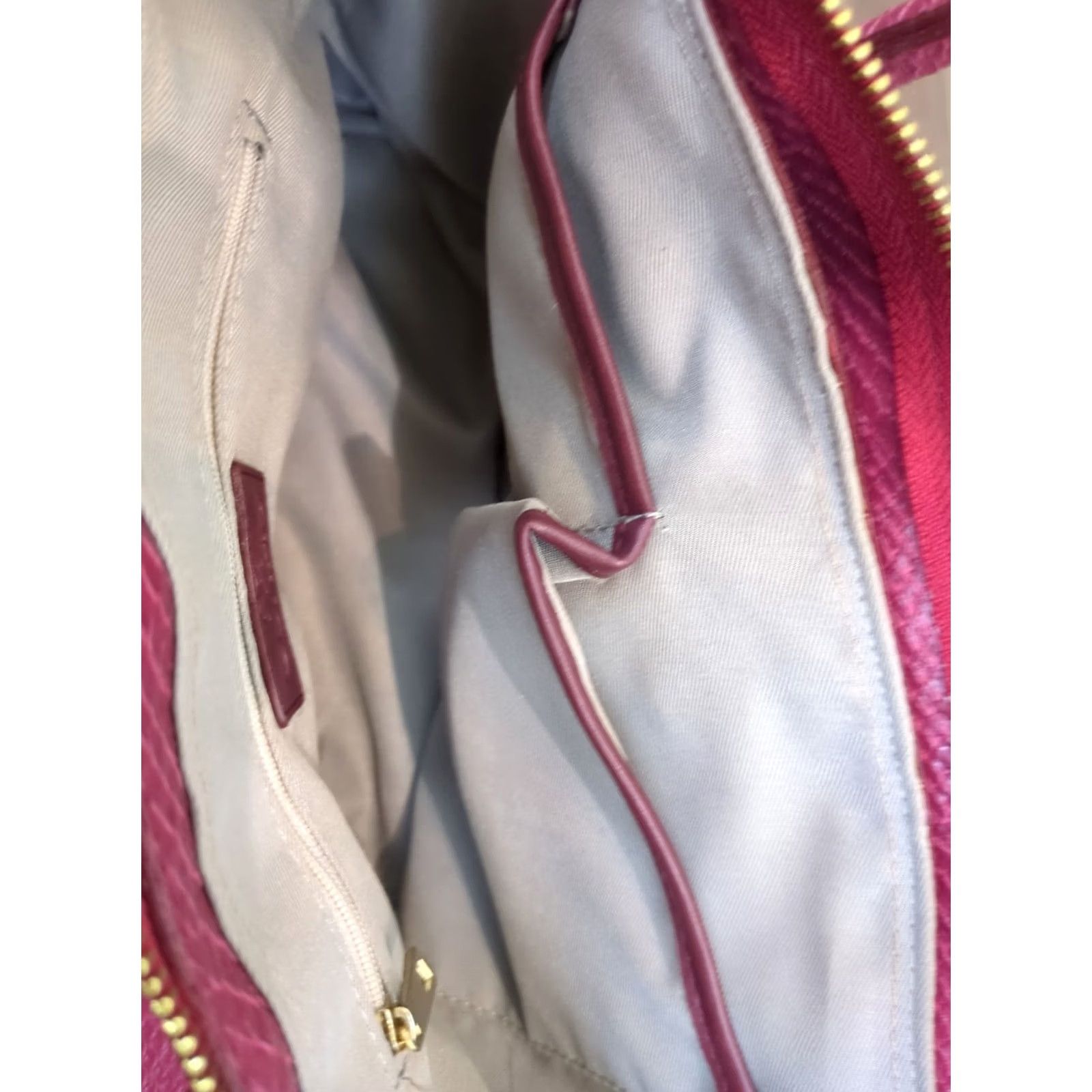Doublet Gunas New York Hermit Pink Vegan Leather Double Handle Satchel Handbag Womens Large Burgundy Gold Hardware Size ONE SIZE - 5 Thumbnail