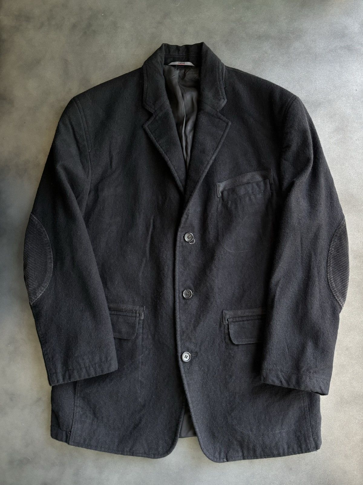 Designer × Other Clinique Black Wool Sports Coat 3 Button Blazer Corduroy 52 Size 44S - 1 Thumbnail