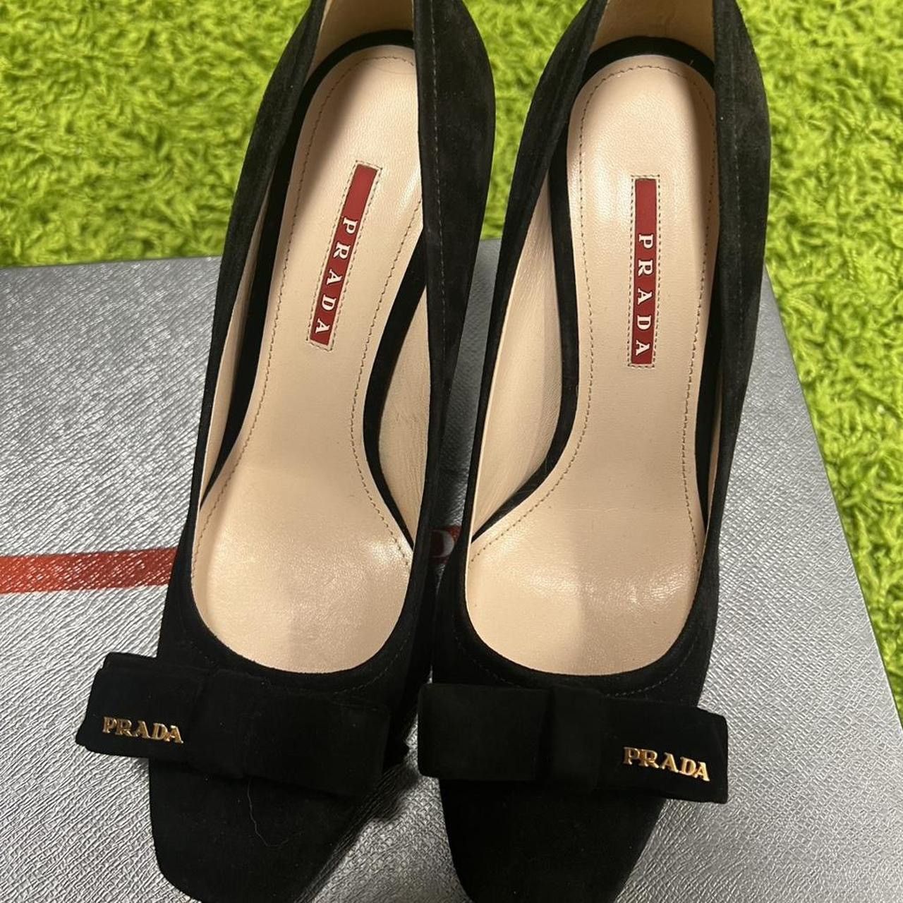 Prada Women's Prada Black Suede Pumps With Bow Detail Size US 9 / IT 39 - 2 Thumbnail