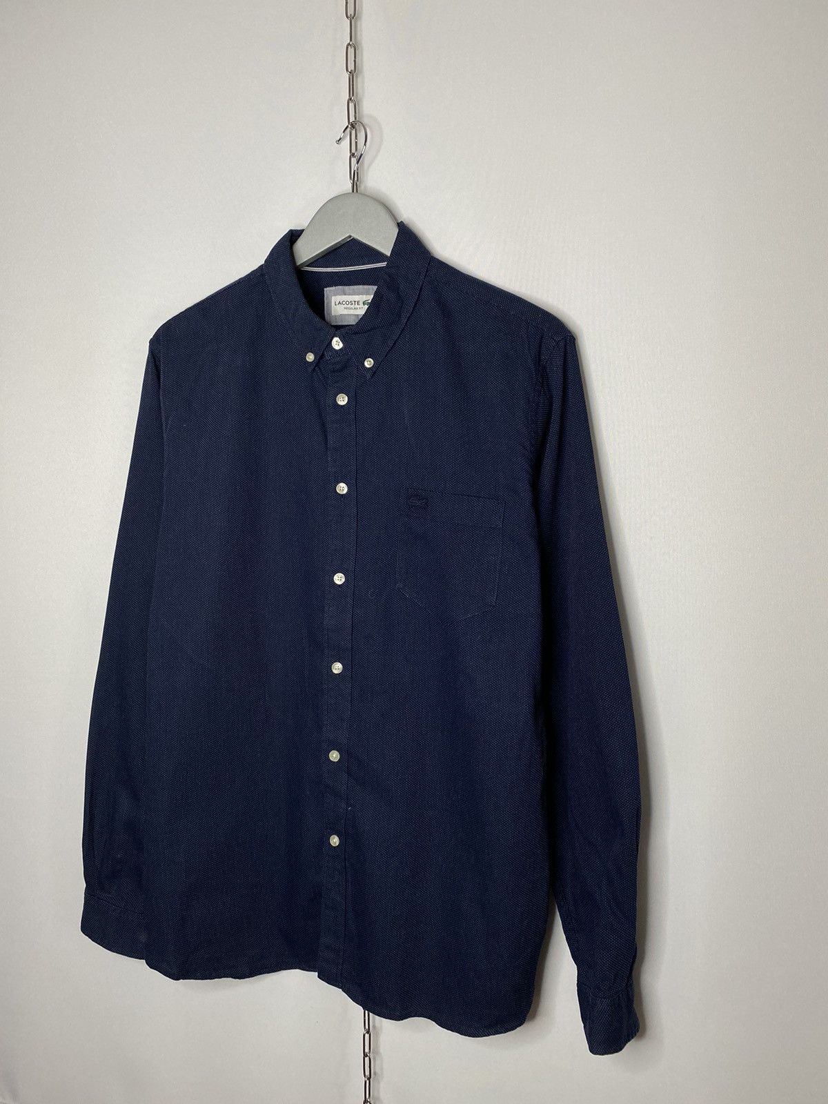 Other Lacoste France Navy Blue Shirt Long Sleeve Button Up Size US L / EU 52-54 / 3 - 2 Thumbnail
