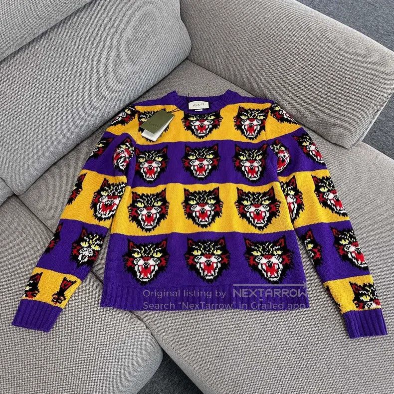 Gucci Gucci Contrast colour cat head full print sweater long sle Size S / US 4 / IT 40 - 1 Thumbnail