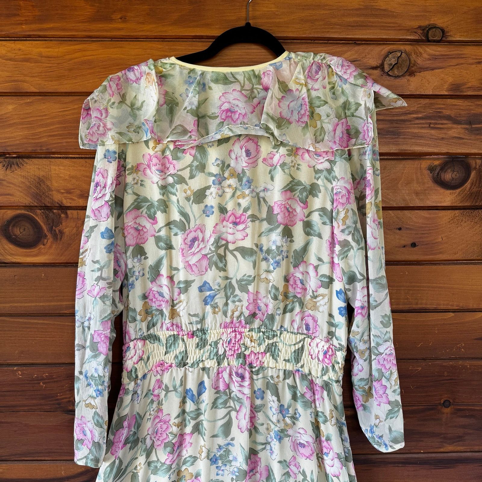Vintage Vintage Diane Freis Pastel Floral Silk Chiffon Wrap Dress Size M / US 6-8 / IT 42-44 - 8 Thumbnail