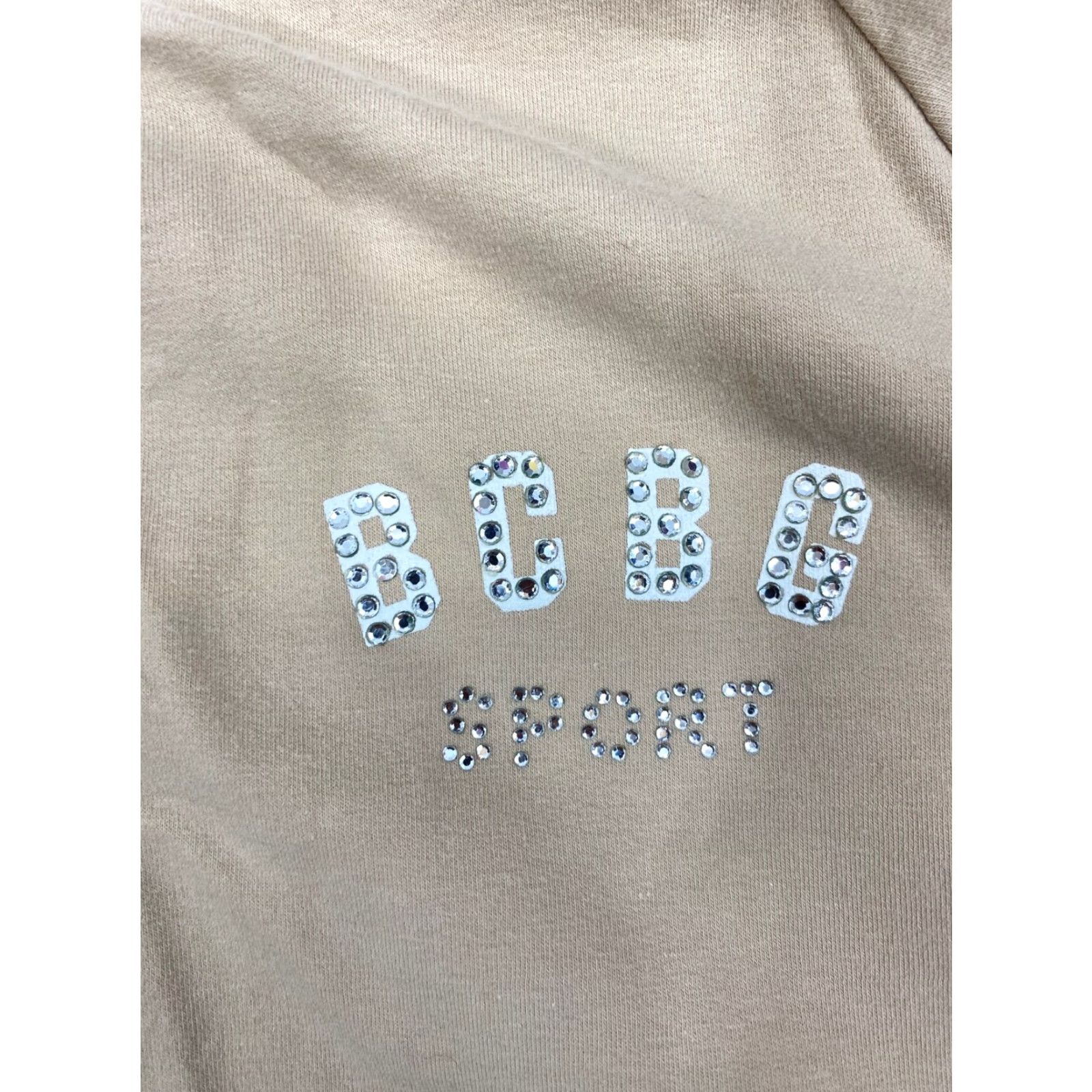 Bcbgmaxazria BCBG MAX AZRIA Jacket Women’s Medium Full Zip Bedazzled Logo Rhinestone Pockets Hooded Beige M Size M / US 6-8 / IT 42-44 - 2 Thumbnail