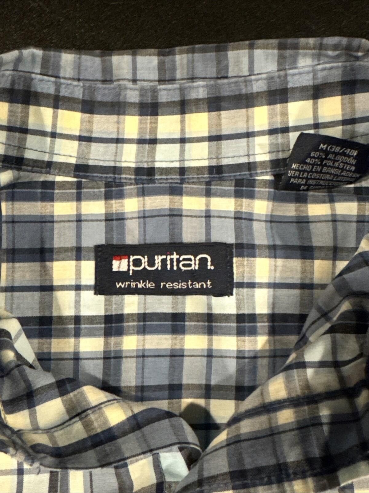 Puritan Puritan Men's Med 38/40 LS Plaid Casual Cotton Blend [649] Size US M / EU 48-50 / 2 - 4 Thumbnail