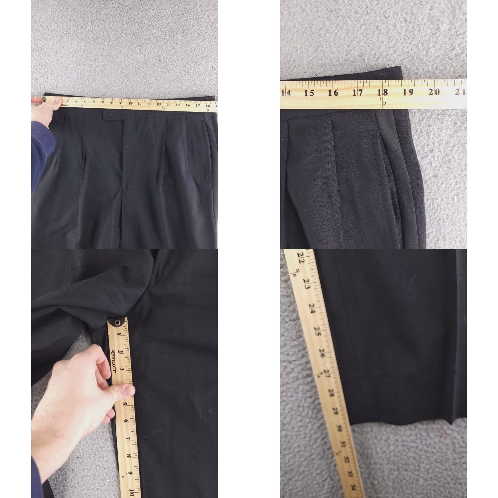 Vintage Unbranded 100% Wool Dress Pants Mens 36x30 Black Pleated Wool Dress Pants Mens 36 Black Size US 36 / EU 52 - 8 Thumbnail