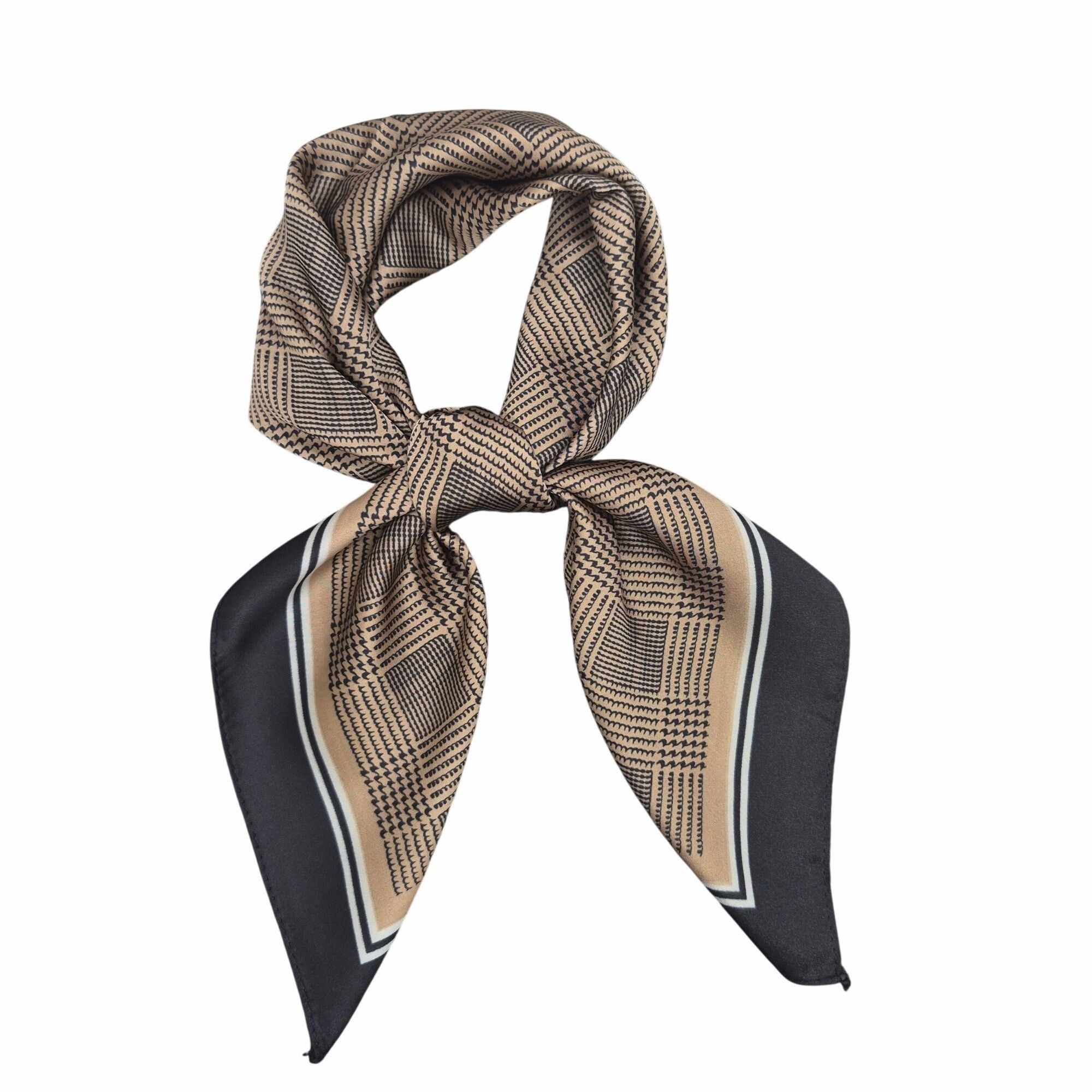 Other ❤️New Elegant Bandana Square Scarf Silky Black Brown Wrap St Size ONE SIZE - 3 Thumbnail