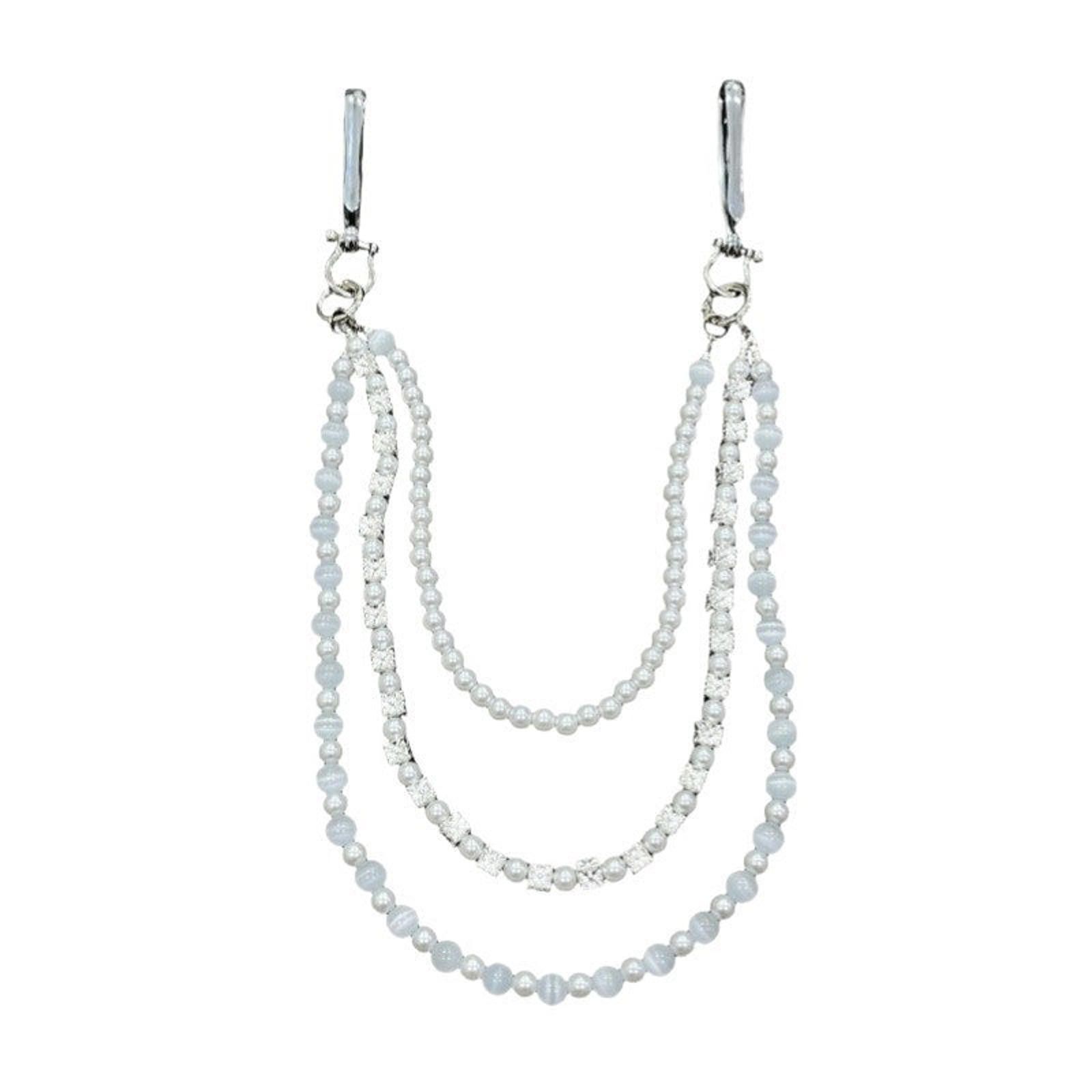Jewelry White Beaded Wallet Chain Accessory for Jeans, Layered Style Size ONE SIZE - 6 Thumbnail