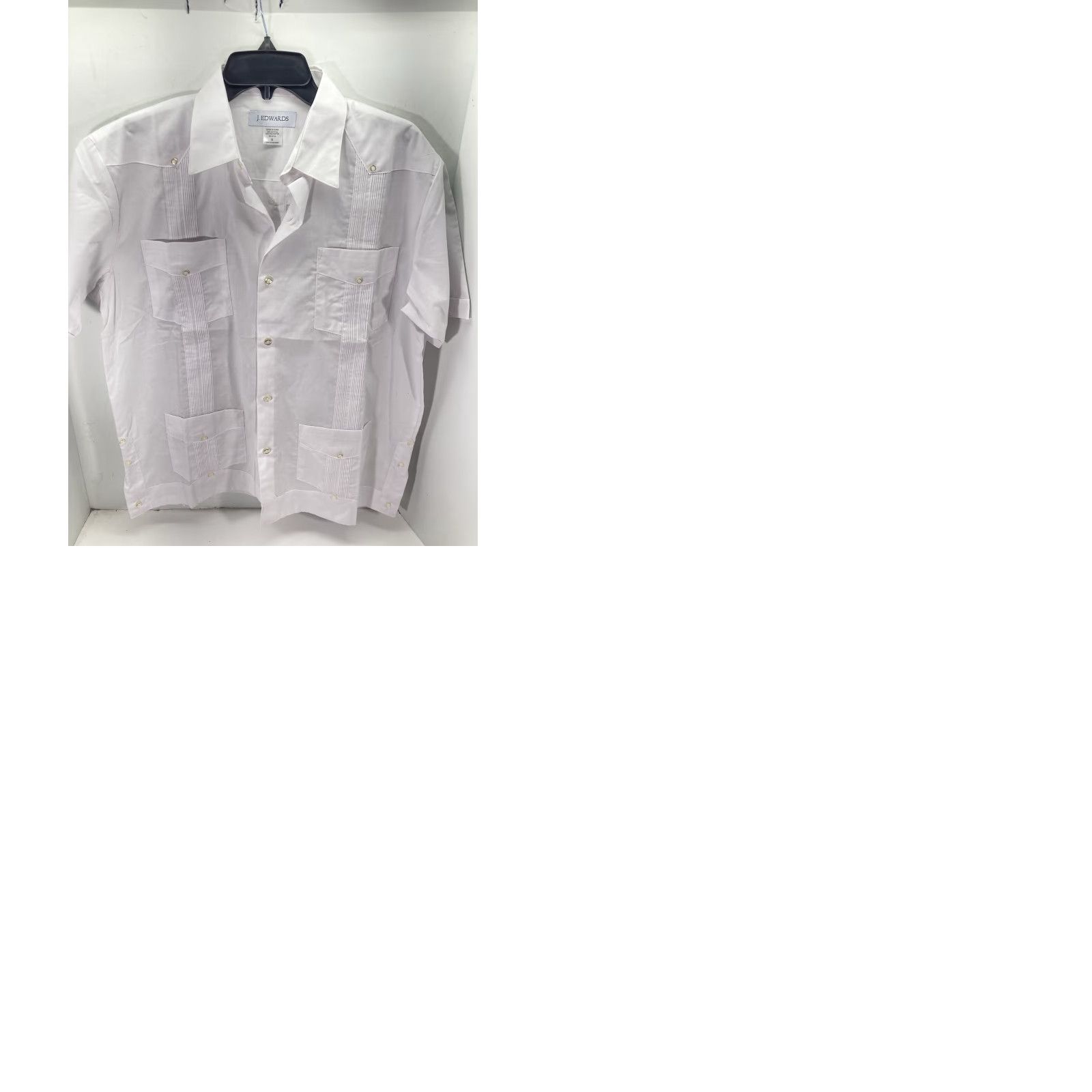 Vintage J Edwards Guayabera Cabana Wedding Shirt Men Small White Button Short Sleeve Mens Shirts Size US S / EU 44-46 / 1 - 9 Thumbnail
