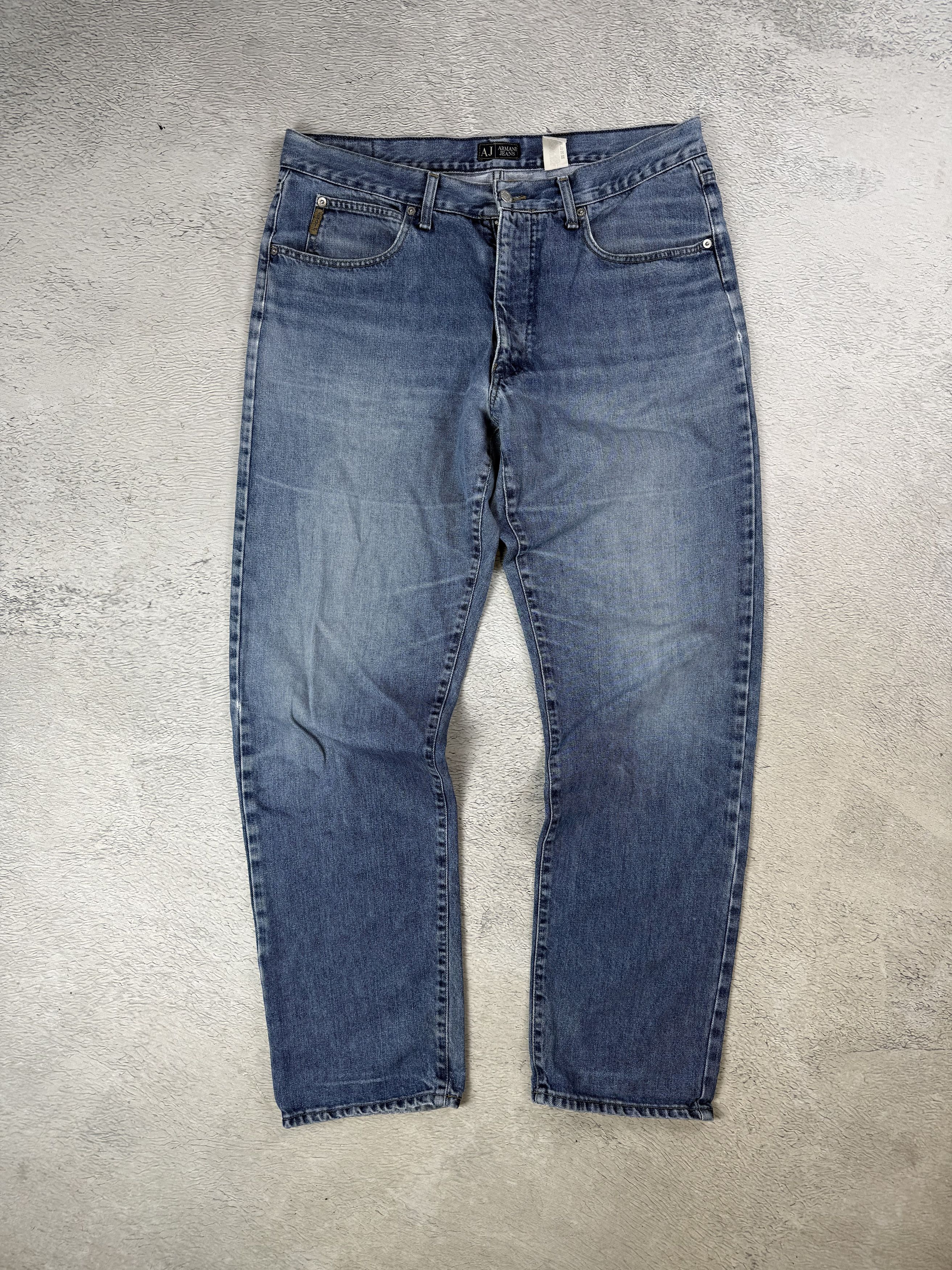 Armani × Vintage Armani Jeans Vintage Pants J16 Relaxed Fit Straight Blue Size US 38 / EU 54 - 2 Thumbnail