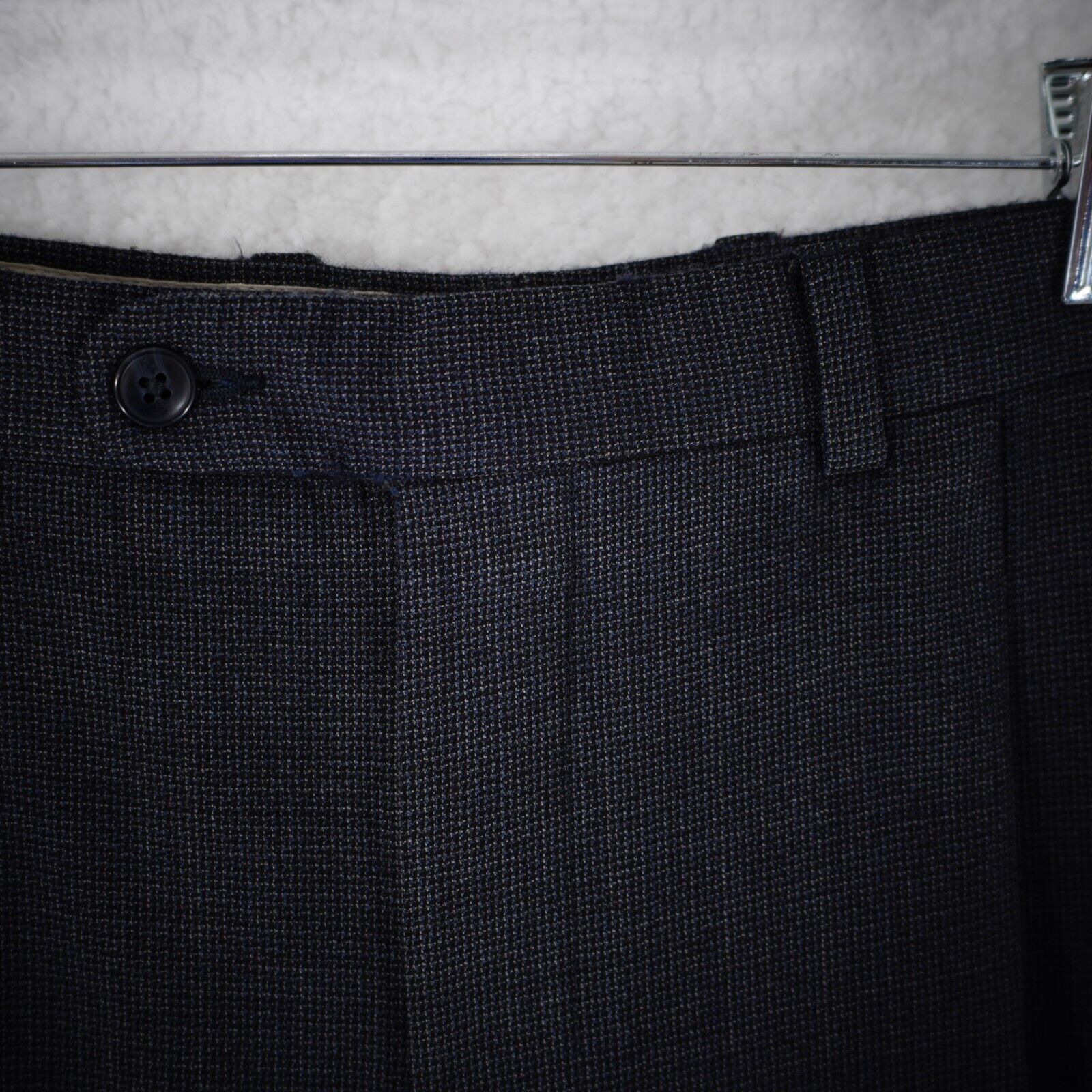 Jack Victor DAMAGED Jack Victor Thick Wool Blue Tan Check Pleated Cuffed Size 34R - 3 Thumbnail