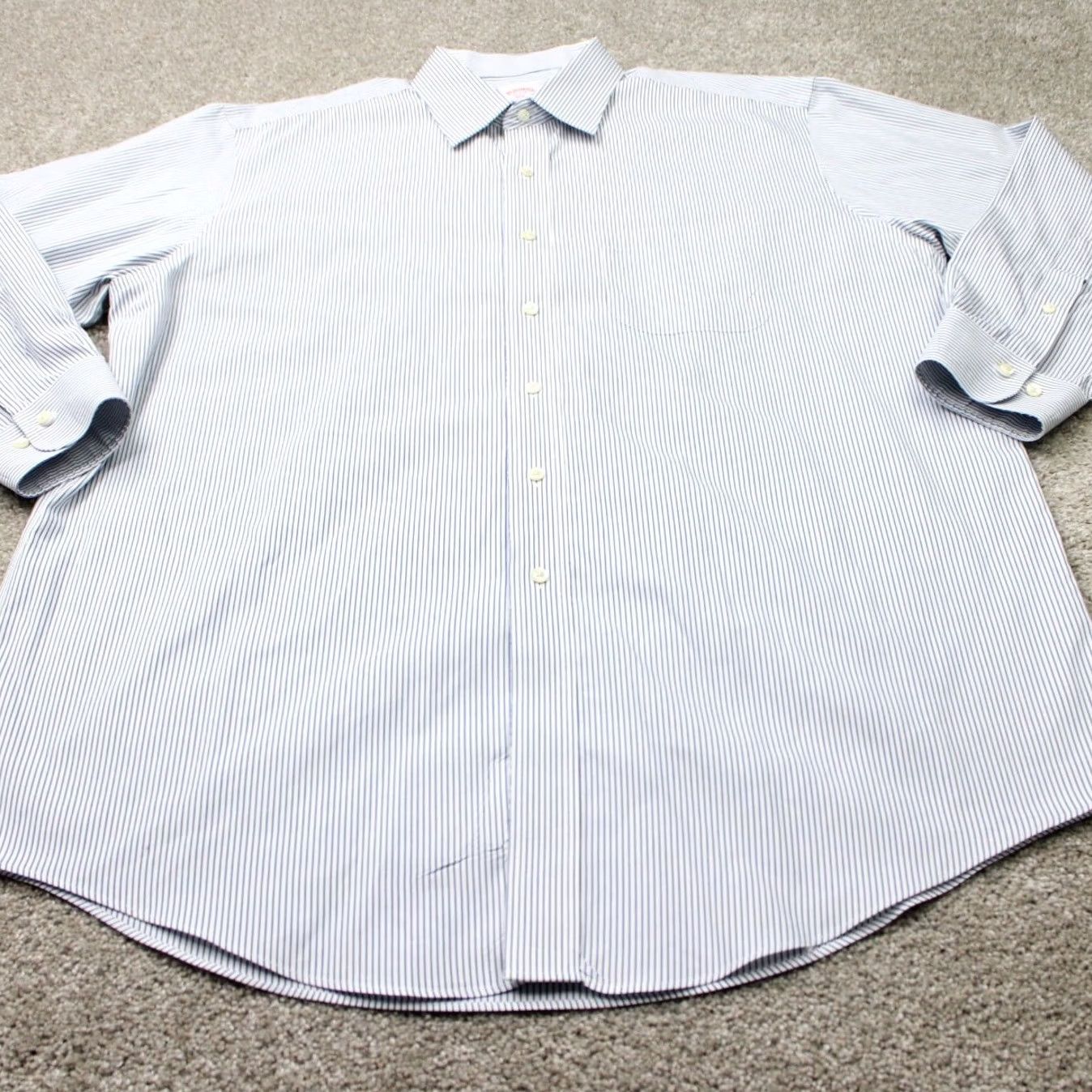 Brooks Brothers Brooks Brothers Dress Shirt Mens 17 2/3 Blue/White Regular Fit Non-Iron L/S Shirt Size 46R - 3 Thumbnail