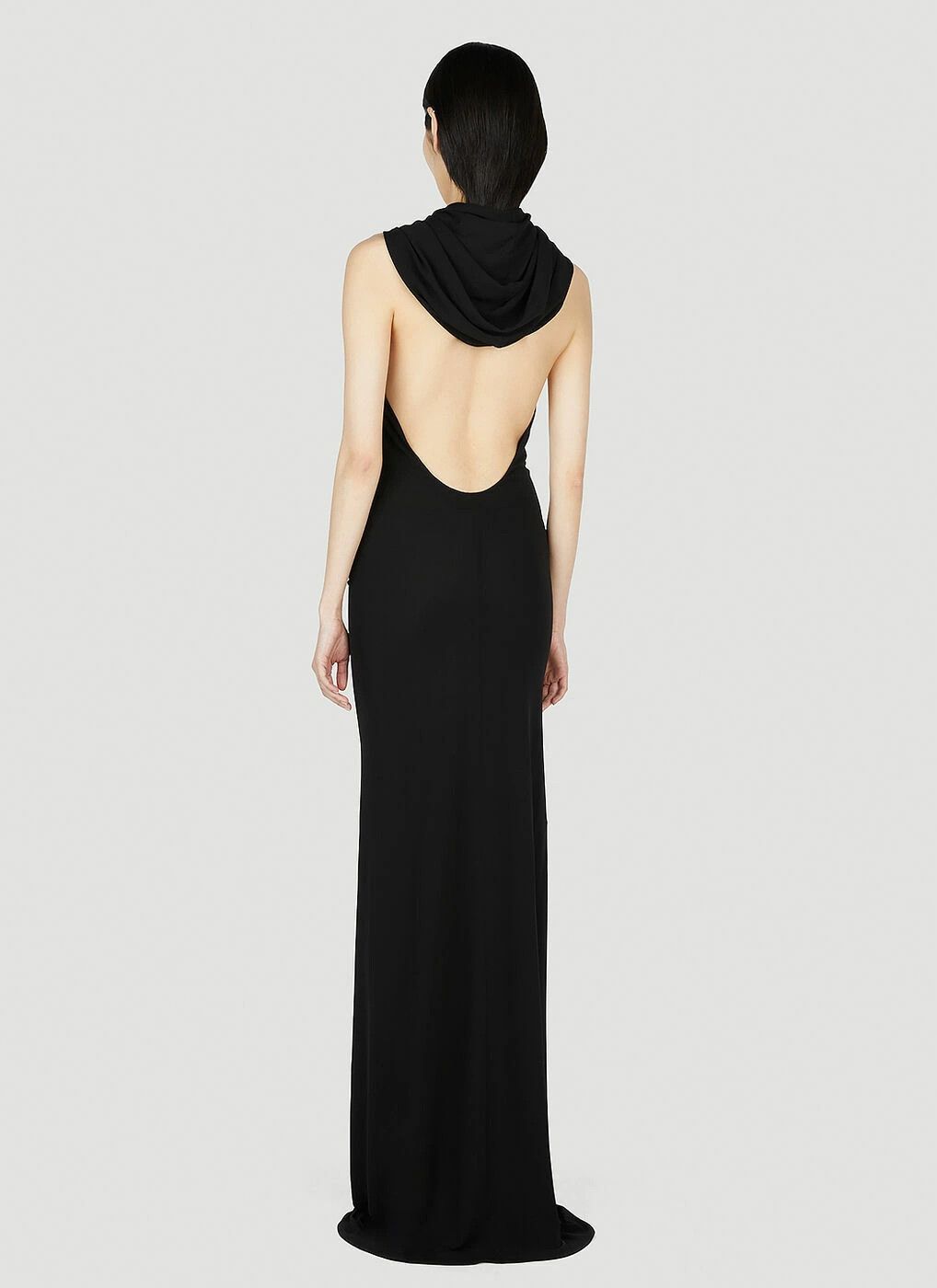 Saint Laurent Paris o1s1wg111024 Hooded Maxi Dress in Black Size XS / US 0-2 / IT 36-38 - 5 Thumbnail