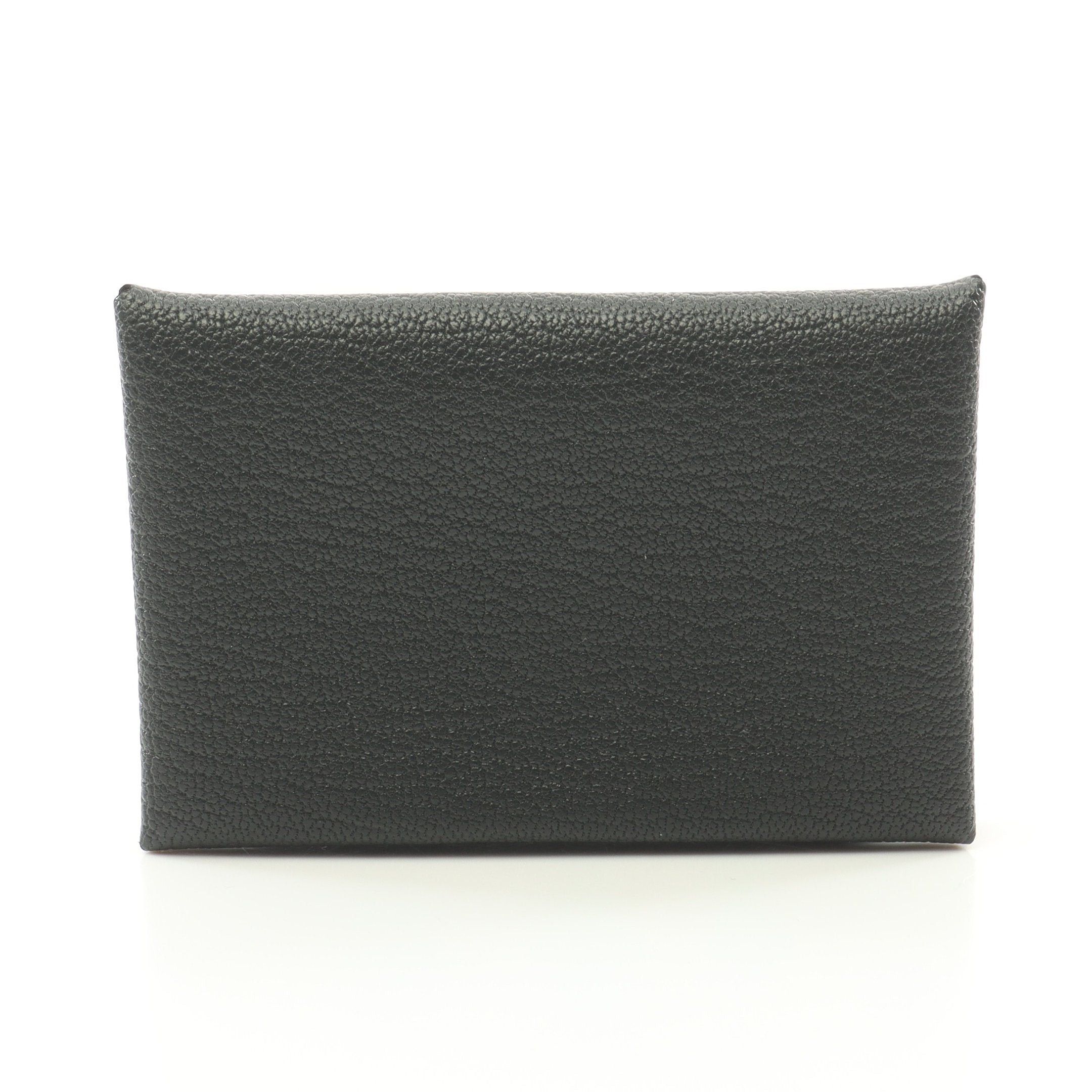 Hermes Hermes Calvi Verso Caban Mauve Pail Coin Purse Chevre Black Silver Hardware Double Engraved Size ONE SIZE - 1 Thumbnail