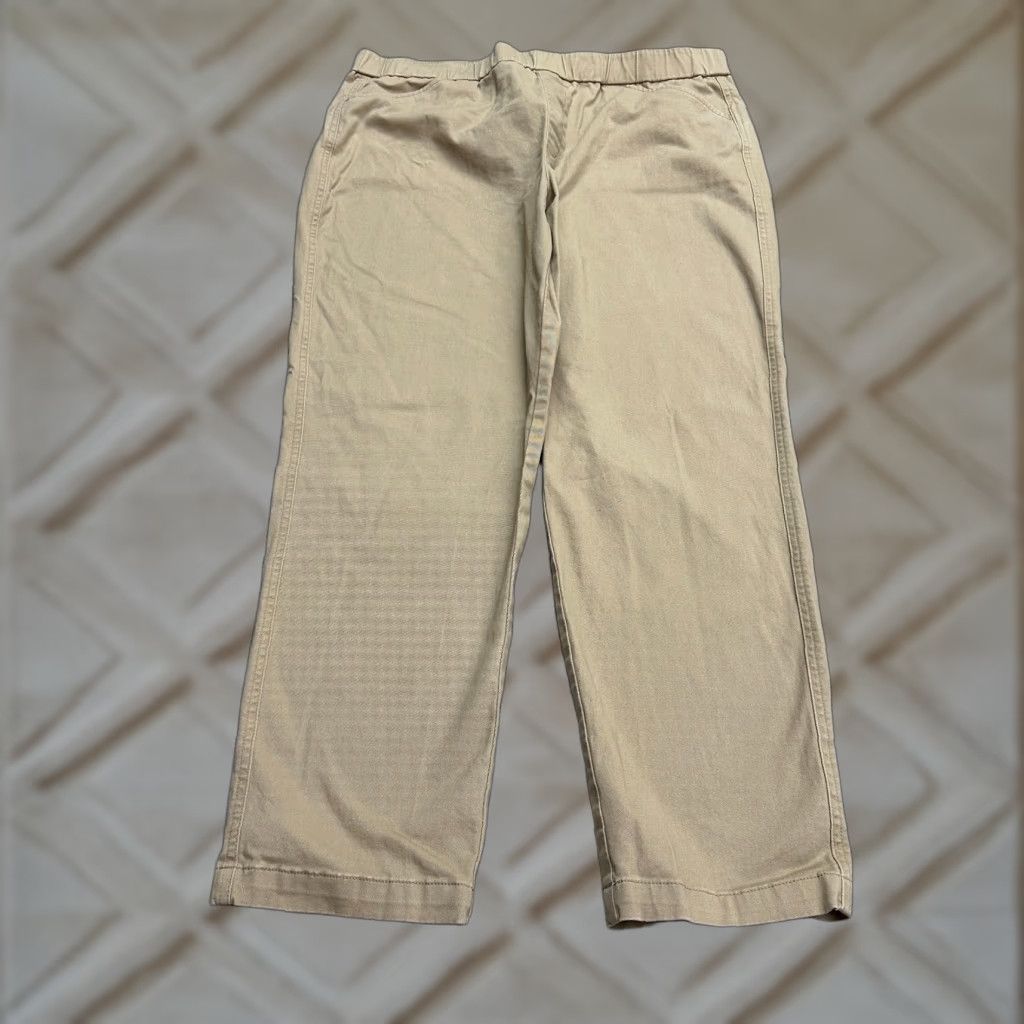 Lands' End Lands' End Chino Pants Womens 14 Brown Straight Mid Rise Elastic 35x27 Size 36" / US 14 / IT 50 - 1 Thumbnail