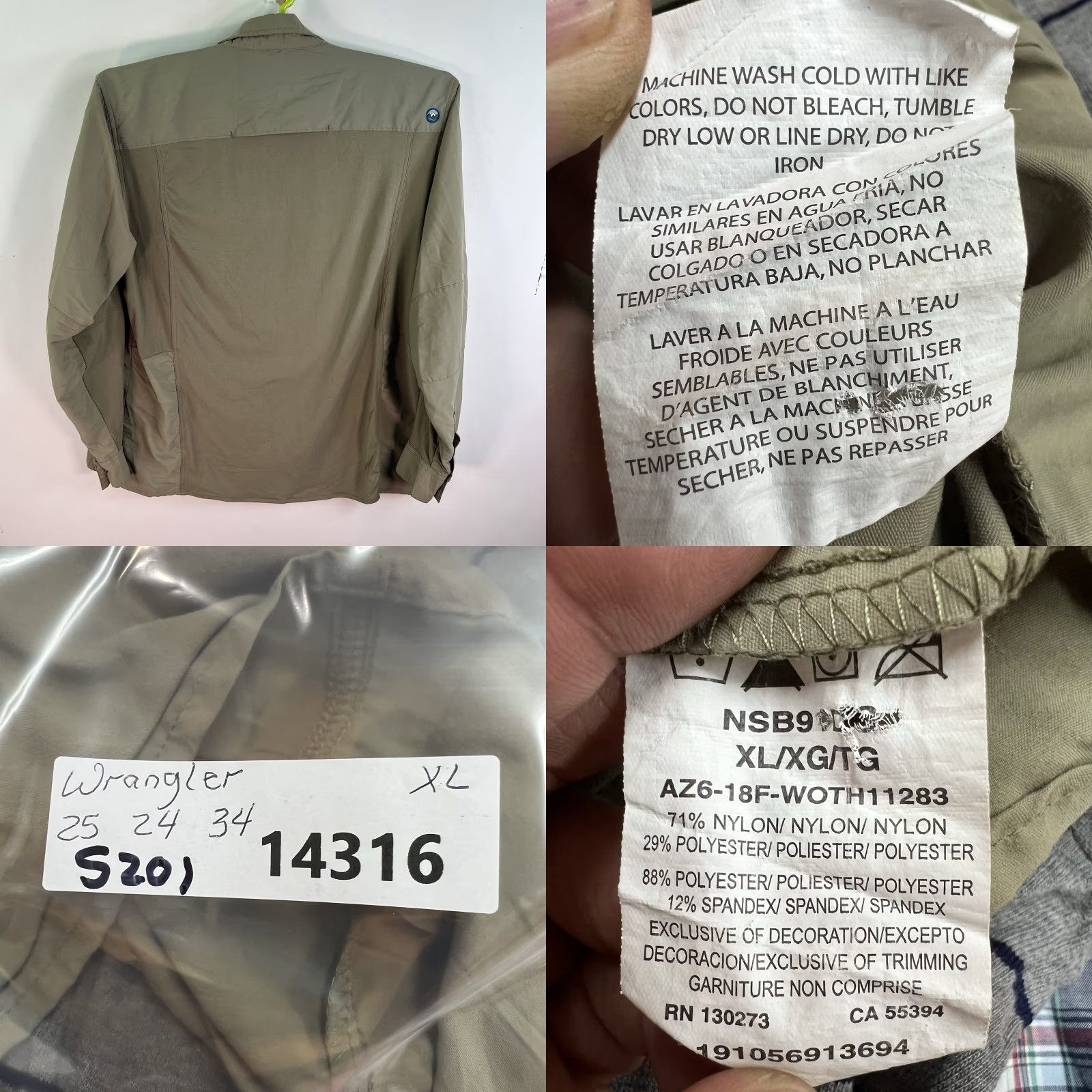 Wrangler Wrangler Outdoor Stretch Button-Down Shirt Mens XL SZ Green Classic Button-Up Outdoor Shirt Wrangler Size US XL / EU 56 / 4 - 8 Thumbnail