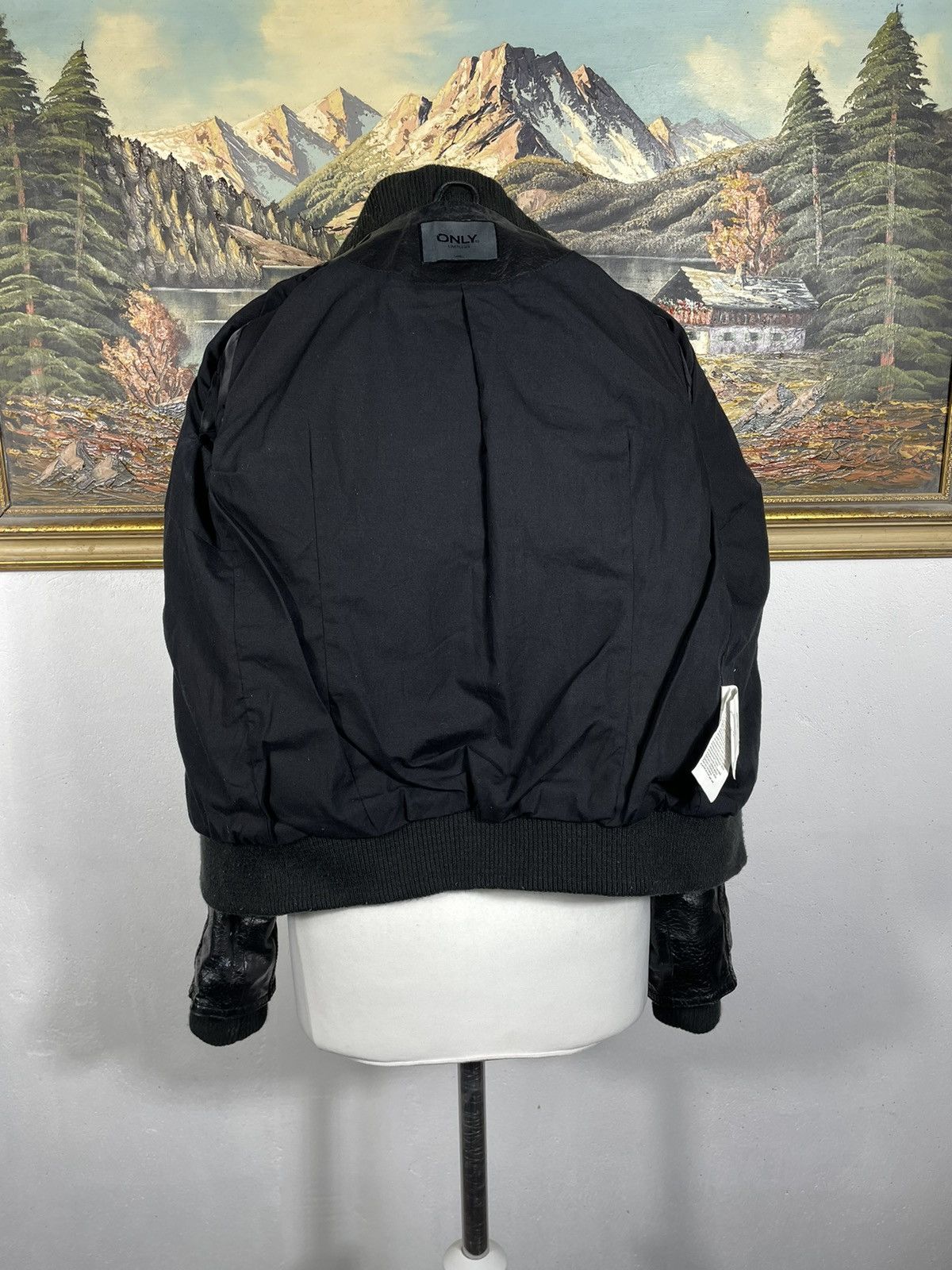 Vintage Vintage Y2k Avant Garde Black Real Leather Bomber Jacket Size S / US 4 / IT 40 - 8 Thumbnail