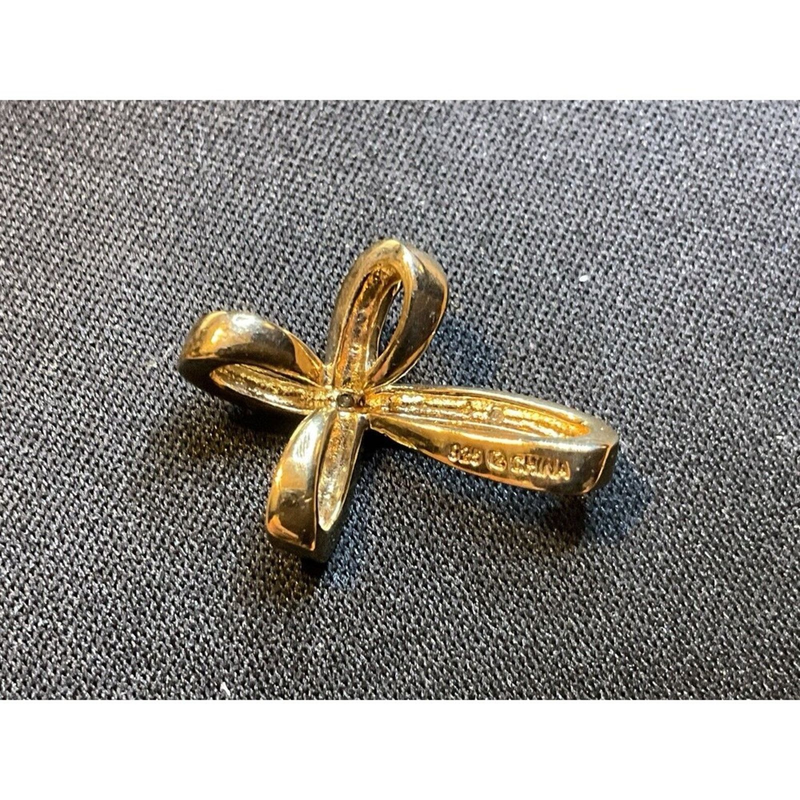Other 925 Silver Vermeil 24k Gold Over Cross 10 Diamonds Pendant Size ONE SIZE - 4 Thumbnail
