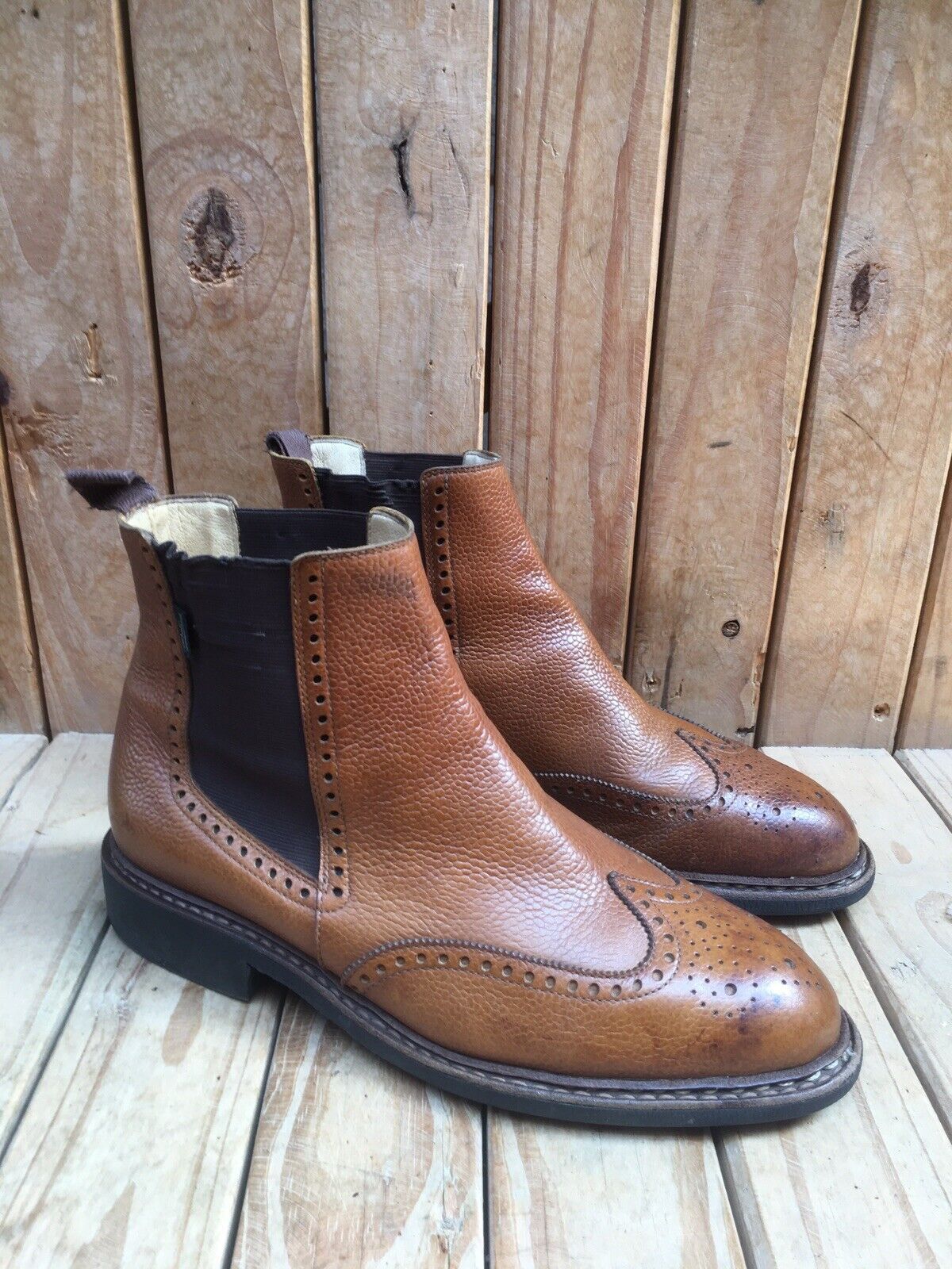 image of Paraboot Brown Wingtip Chelsea Boot in Brown Tan, Men's (Size 8)