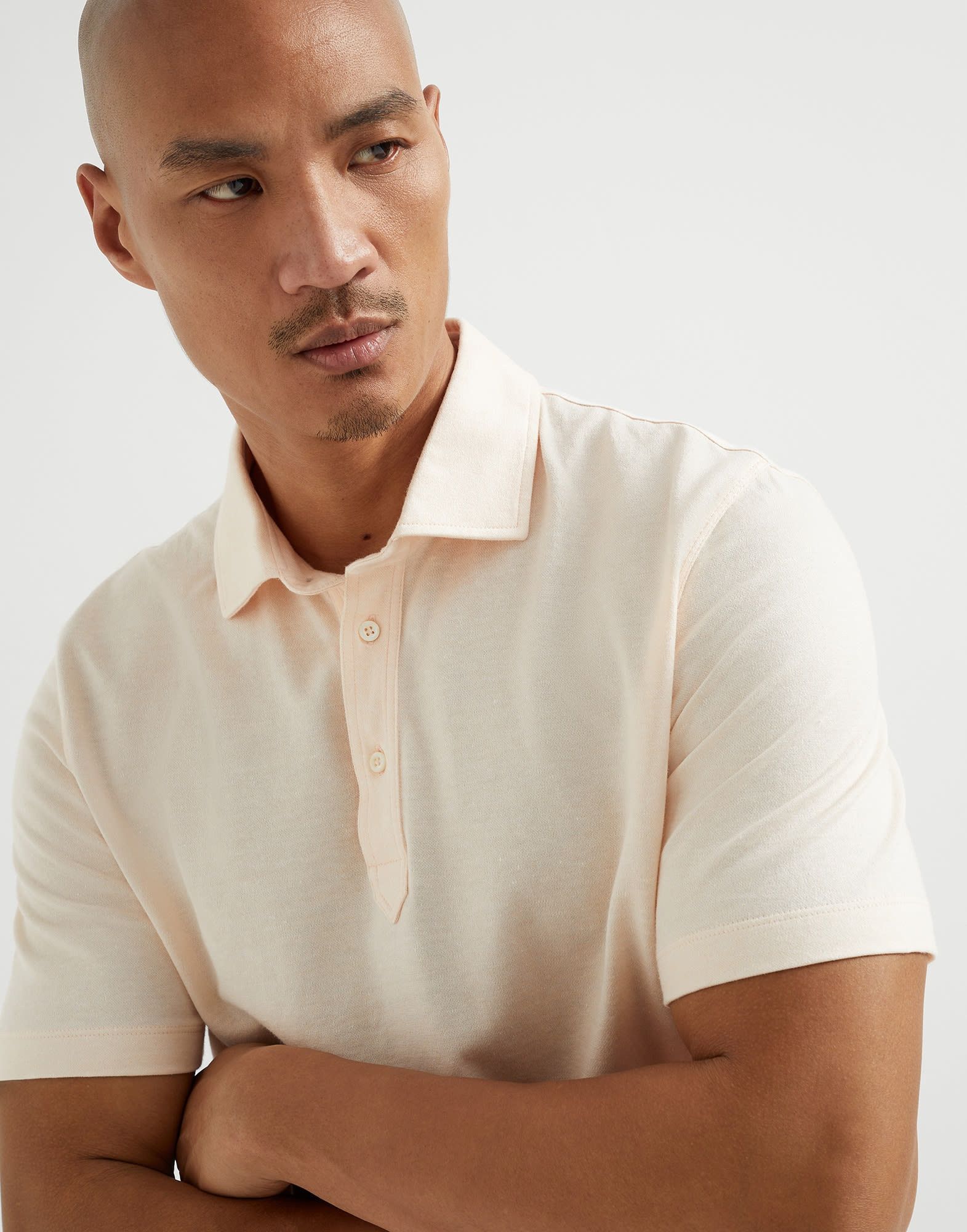 Brunello Cucinelli o1la1rc1a0426 Piqué Polo T-Shirt in Apricot Size US S / EU 44-46 / 1 - 3 Thumbnail