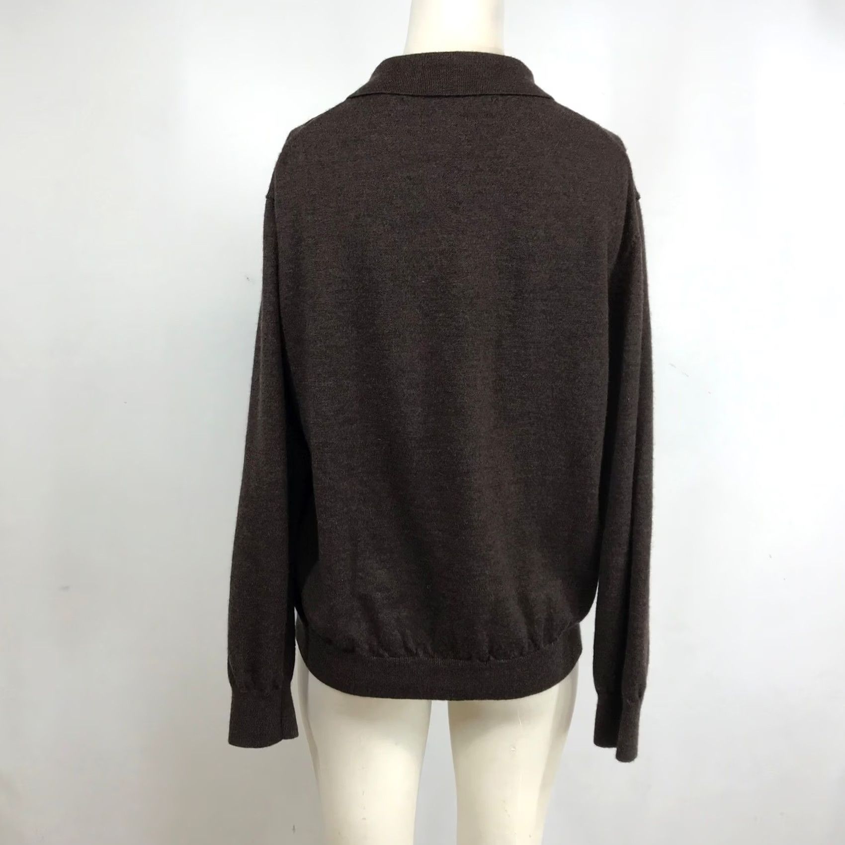 Perry Ellis Perry Ellis Brown 100% Merino Wool Long Sleeve Polo Sweater Diamond Knit Large Size L / US 10 / IT 46 - 5 Thumbnail