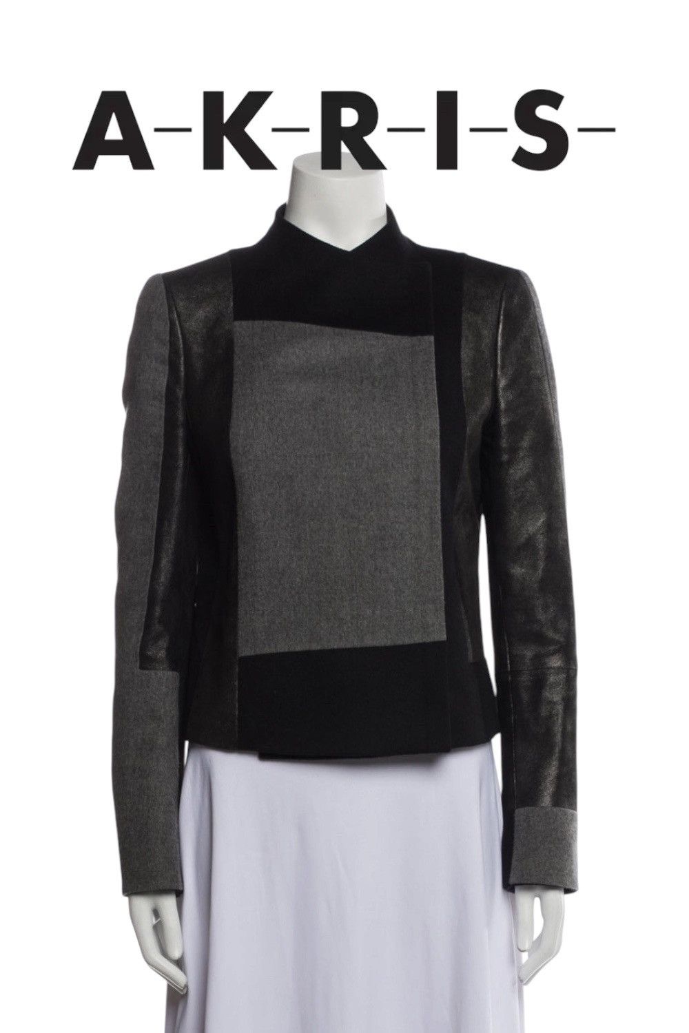 Akris Akris Asymmetric Mixed-Media Wool & Calf Leather Jacket Size M / US 6-8 / IT 42-44 - 1 Thumbnail
