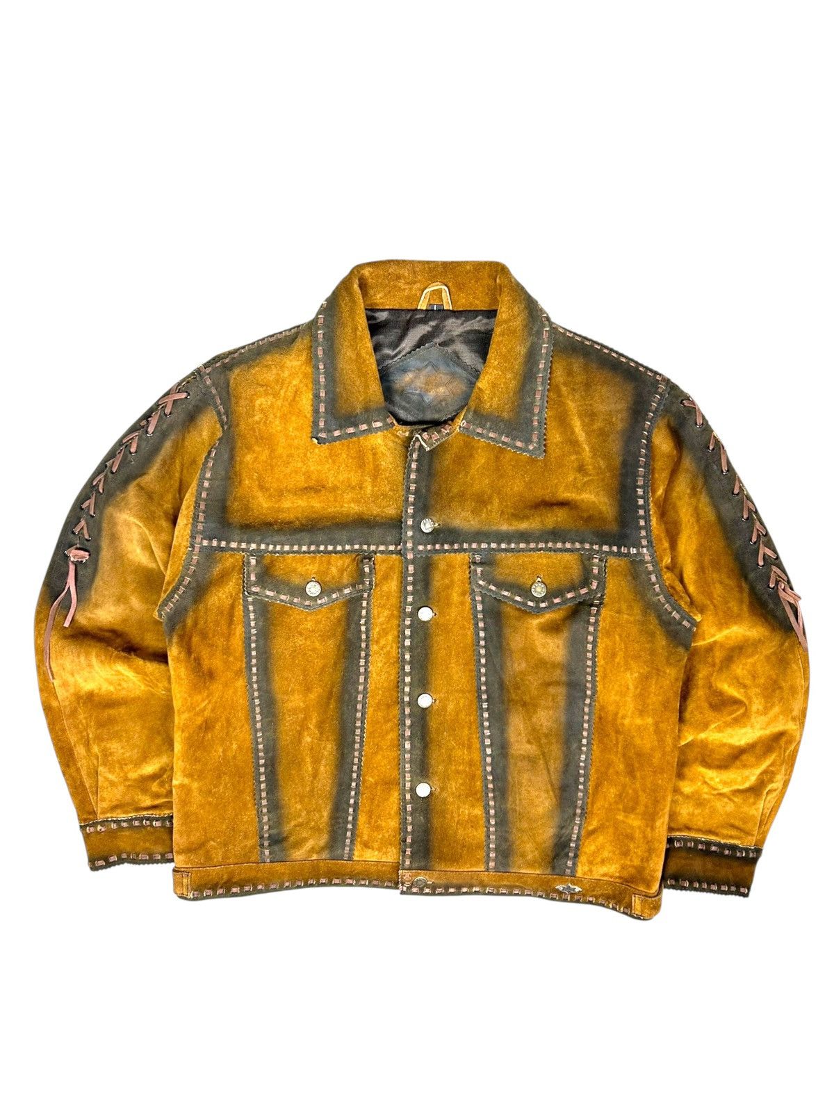Stars & Stripes Vintage Brown Western Leather Suede Jacket Star And Stripes Size US L / EU 52-54 / 3 - 1 Thumbnail
