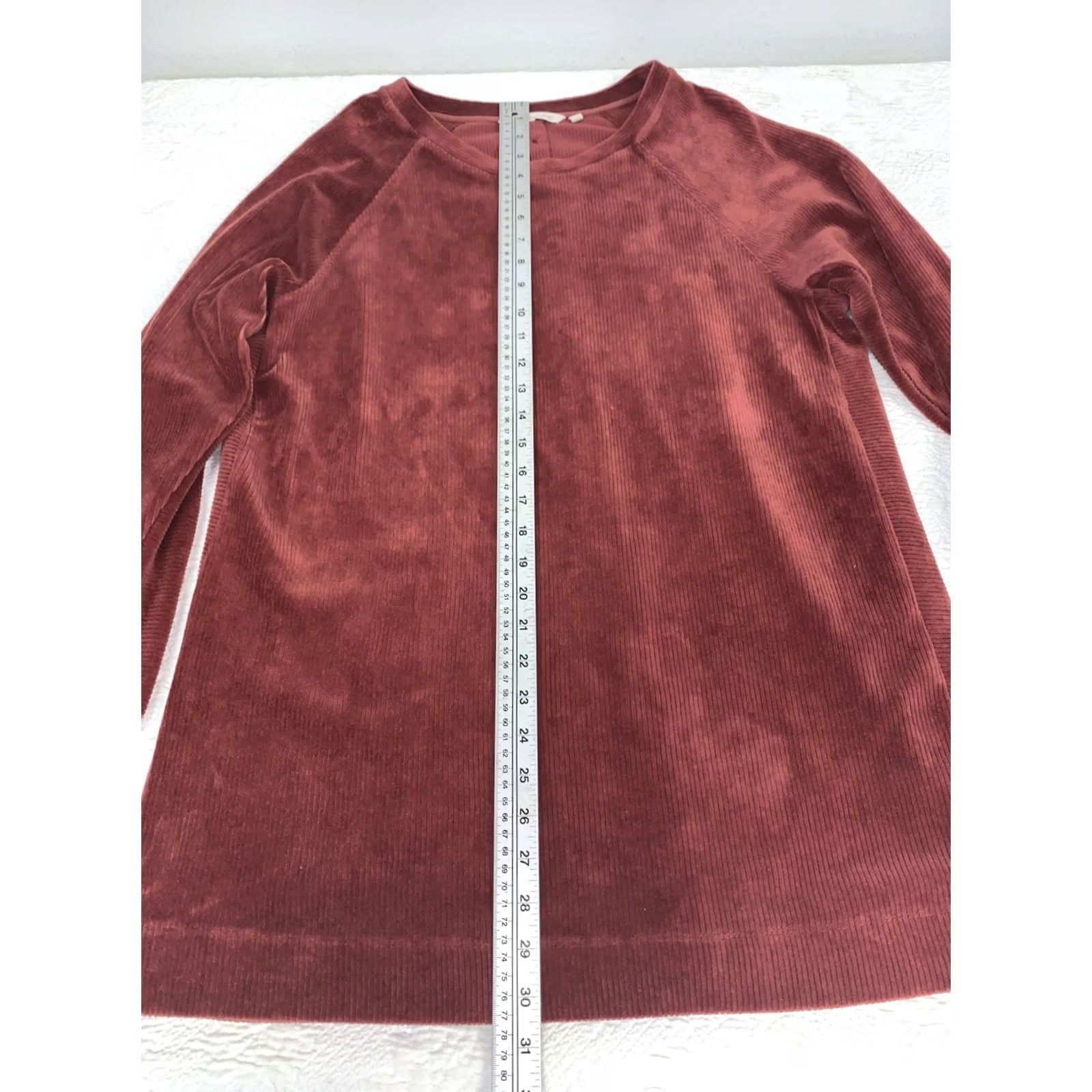 Soft Surroundings Soft Surroundings Caroline Velour Corduroy Pullover Tunic L Rust Women Knit Top Boho Button Back Long Sleeve Regular Pattern Solid Size L / US 10 / IT 46 - 3 Thumbnail