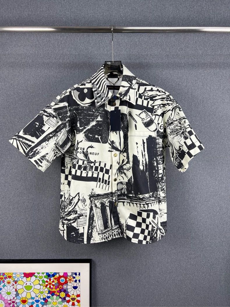Louis Vuitton Louis Vuitton Show Style Cartoon Graffiti Short Sleeve Den Size US S / EU 44-46 / 1 - 1 Thumbnail