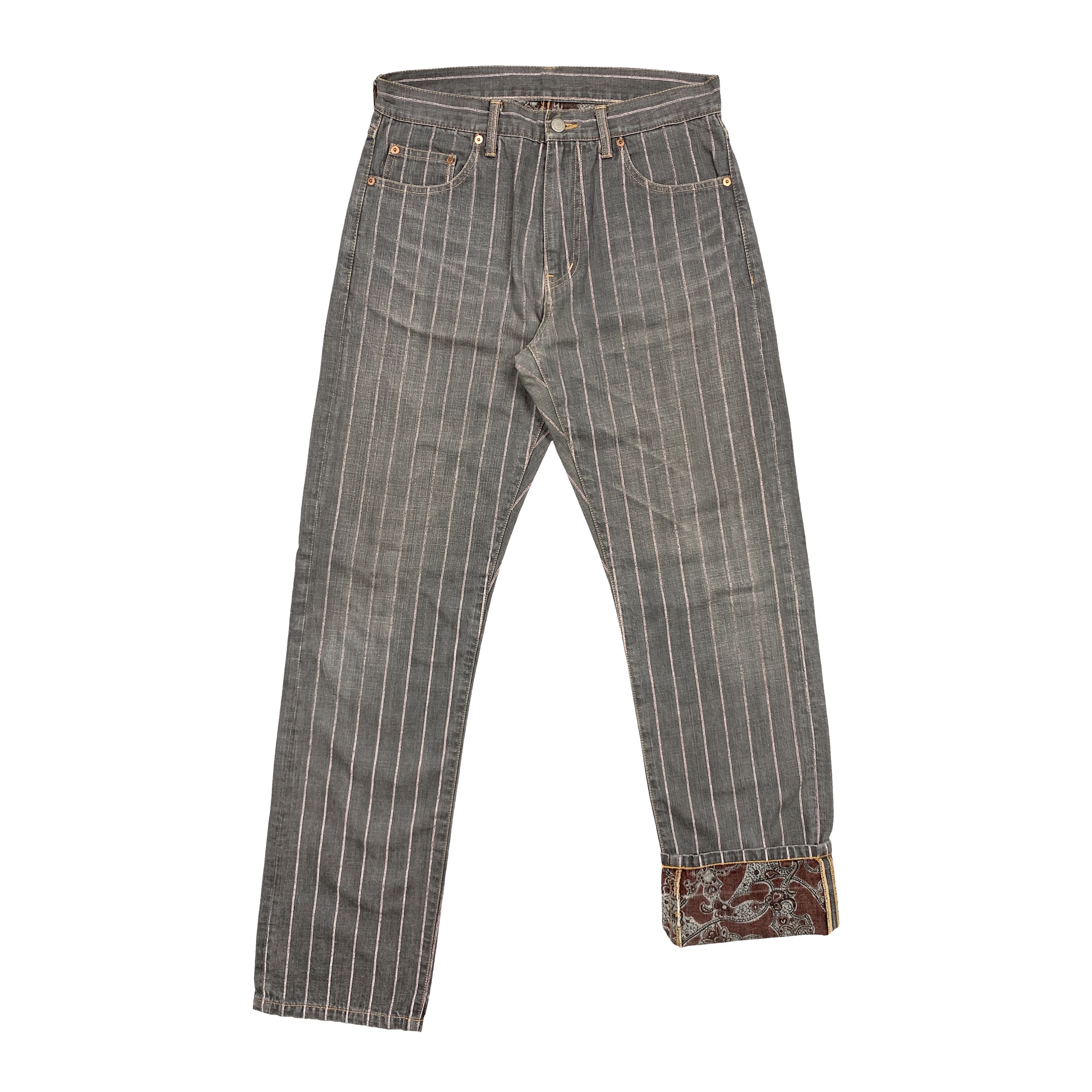 2004 Striped / Paisley Lined Denim Jeans