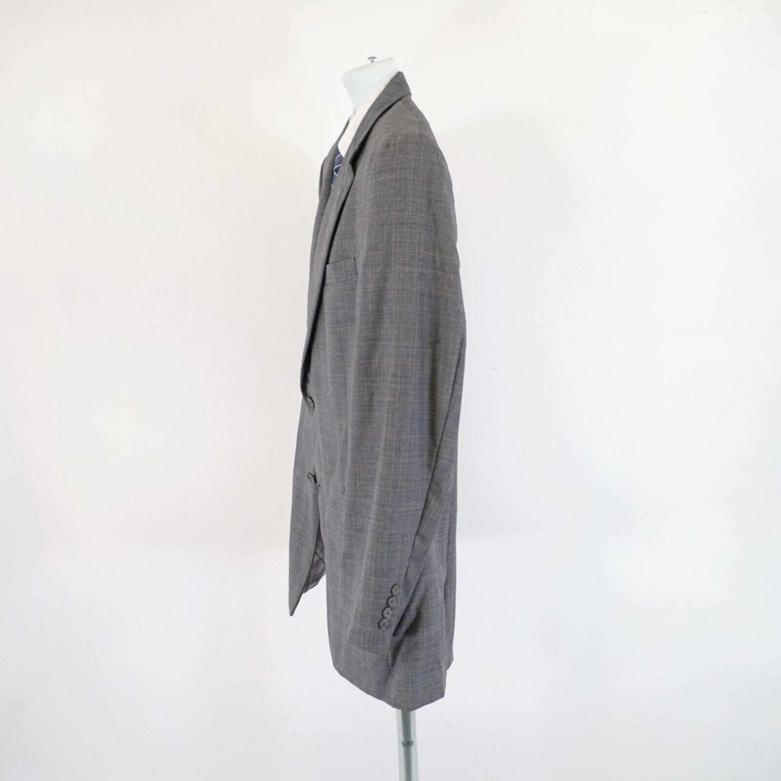 Hart Schaffner Marx Hart Schaffner Marx Gold Trumpeter Wool Gray Plaid W/ Blue W Size 42L - 10 Thumbnail