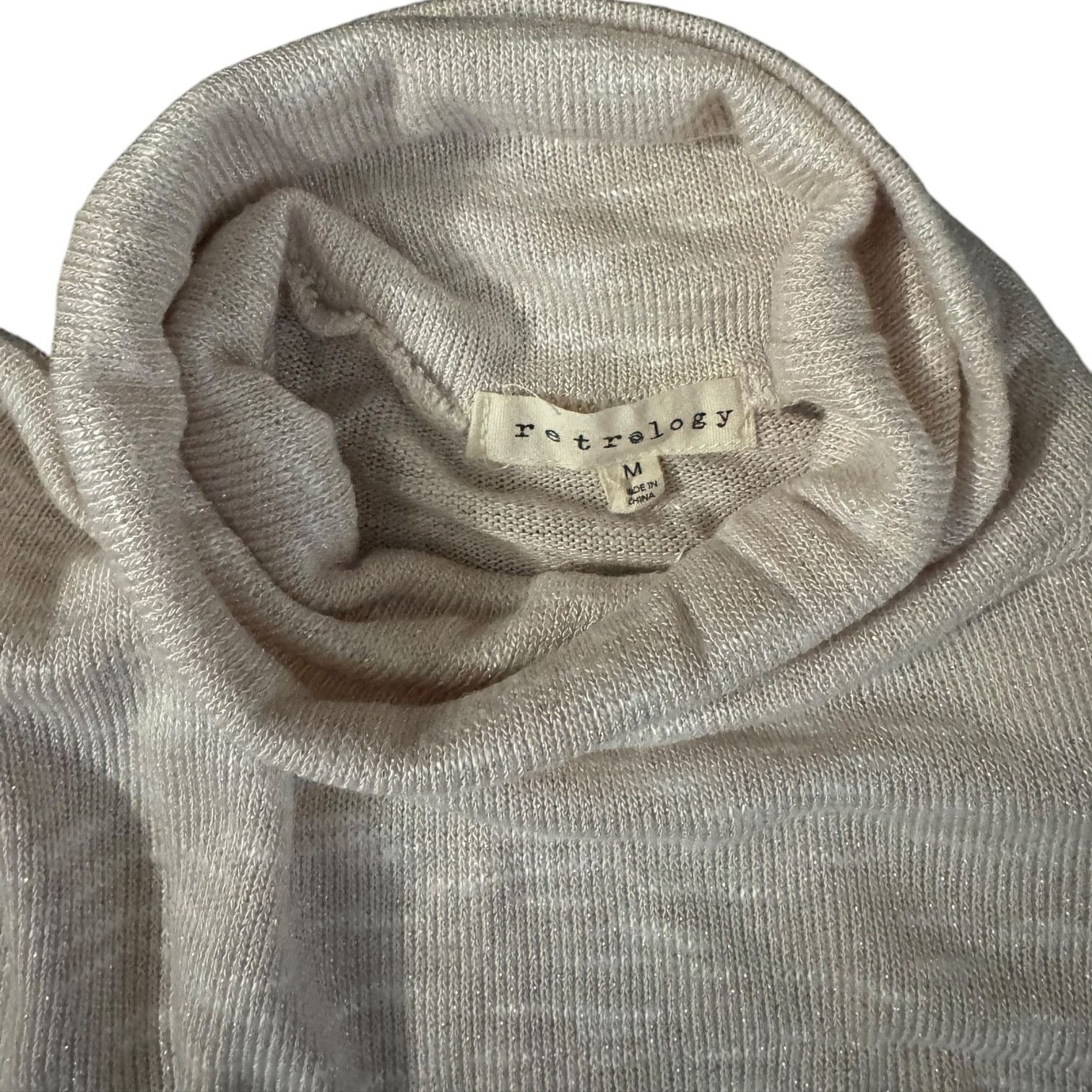 Other Retrology Sparkly Light Pink Turtleneck Sweater – Medium Size M / US 6-8 / IT 42-44 - 2 Thumbnail