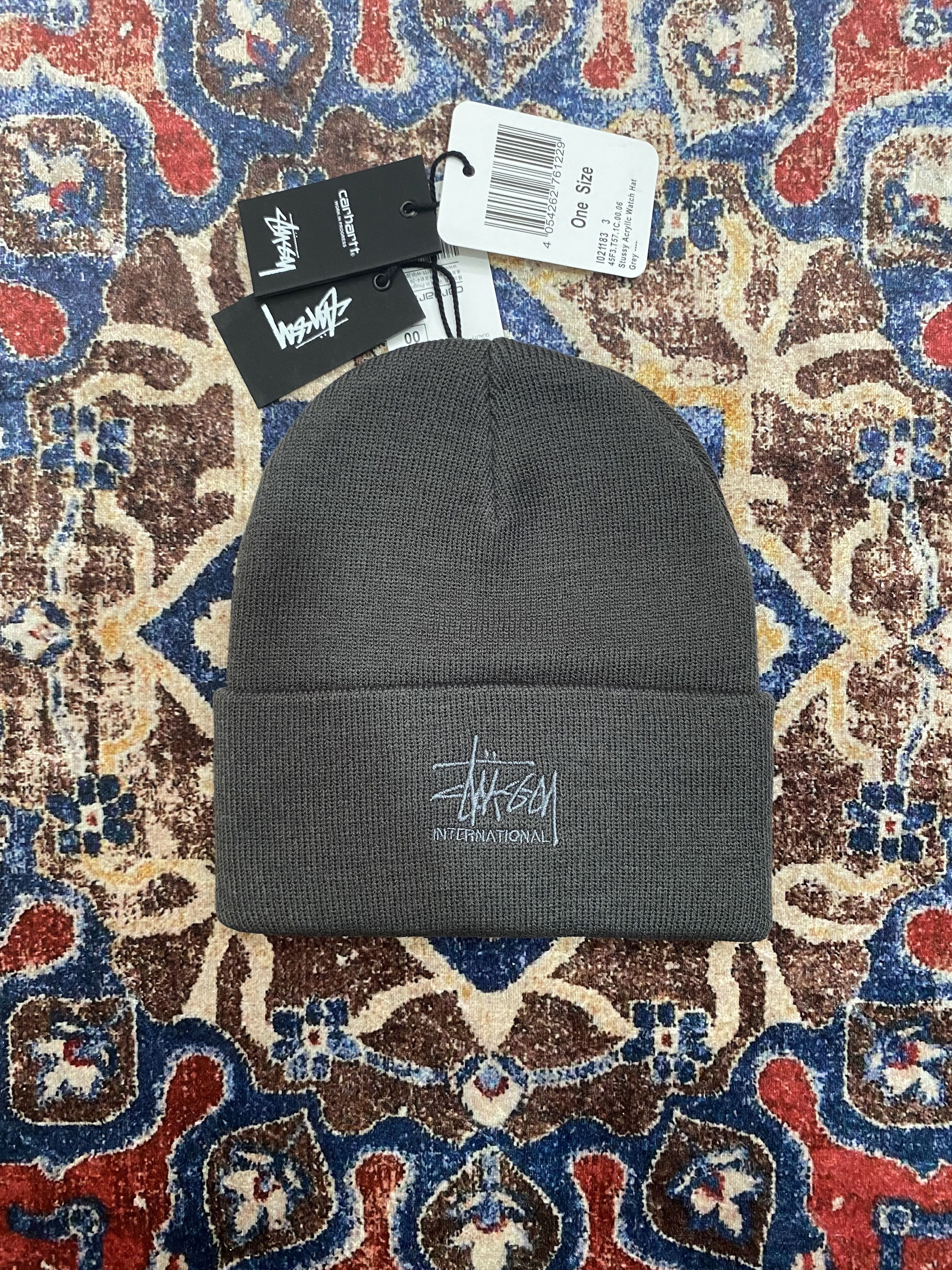 Carhartt Wip Stussy x Carhartt WIP Acrylic Watch Hat - Grey Size ONE SIZE - 2 Thumbnail