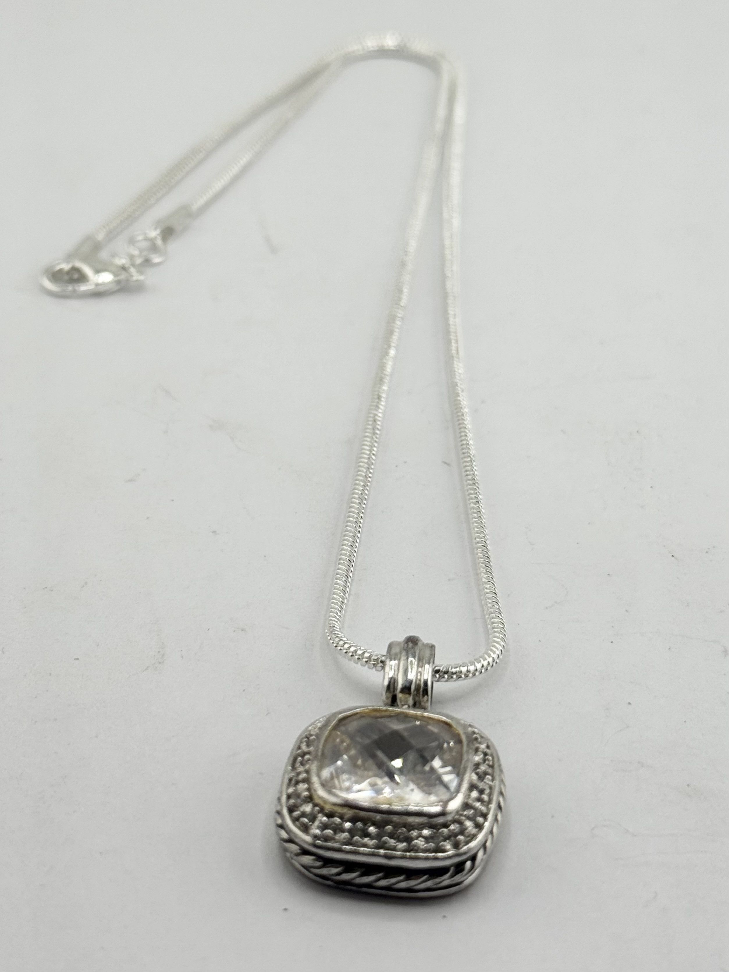 Vintage Vintage sterling silver CZ Stone charm necklace Size ONE SIZE - 4 Thumbnail