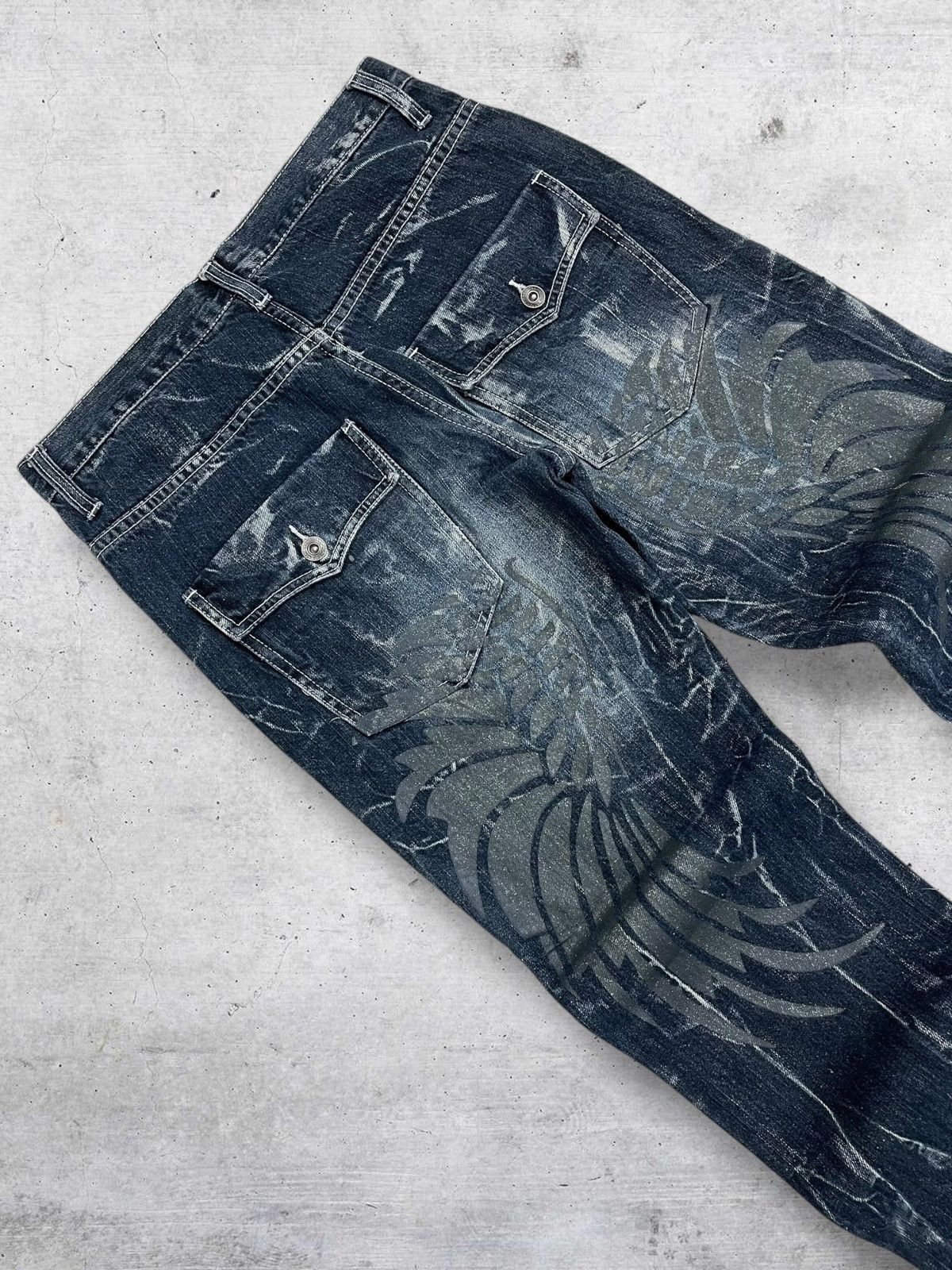 Hysteric Glamour 90S TRIBAL STORM NYLAUS WING DAICOCK PUNK DISTRESSED DENIM Size US 28 / EU 44 - 4 Thumbnail